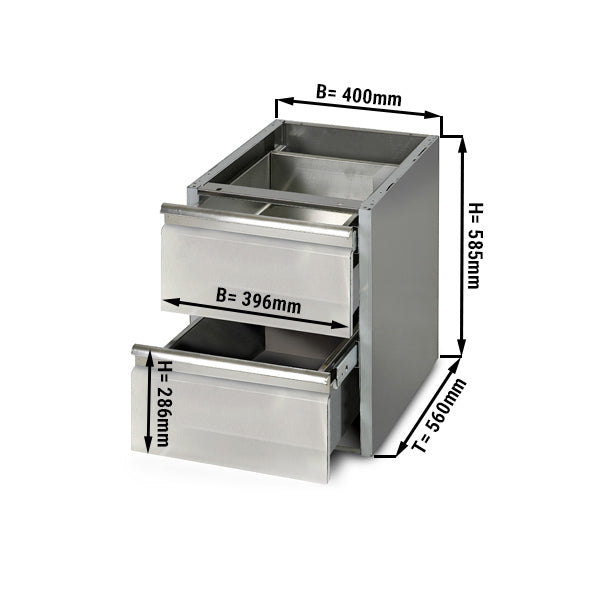 Маса с чекмеджета PREMIUM 0,4 m - с 2 чекмеджета - модул за вграждане отдолу за работни маси 600 дълбочина