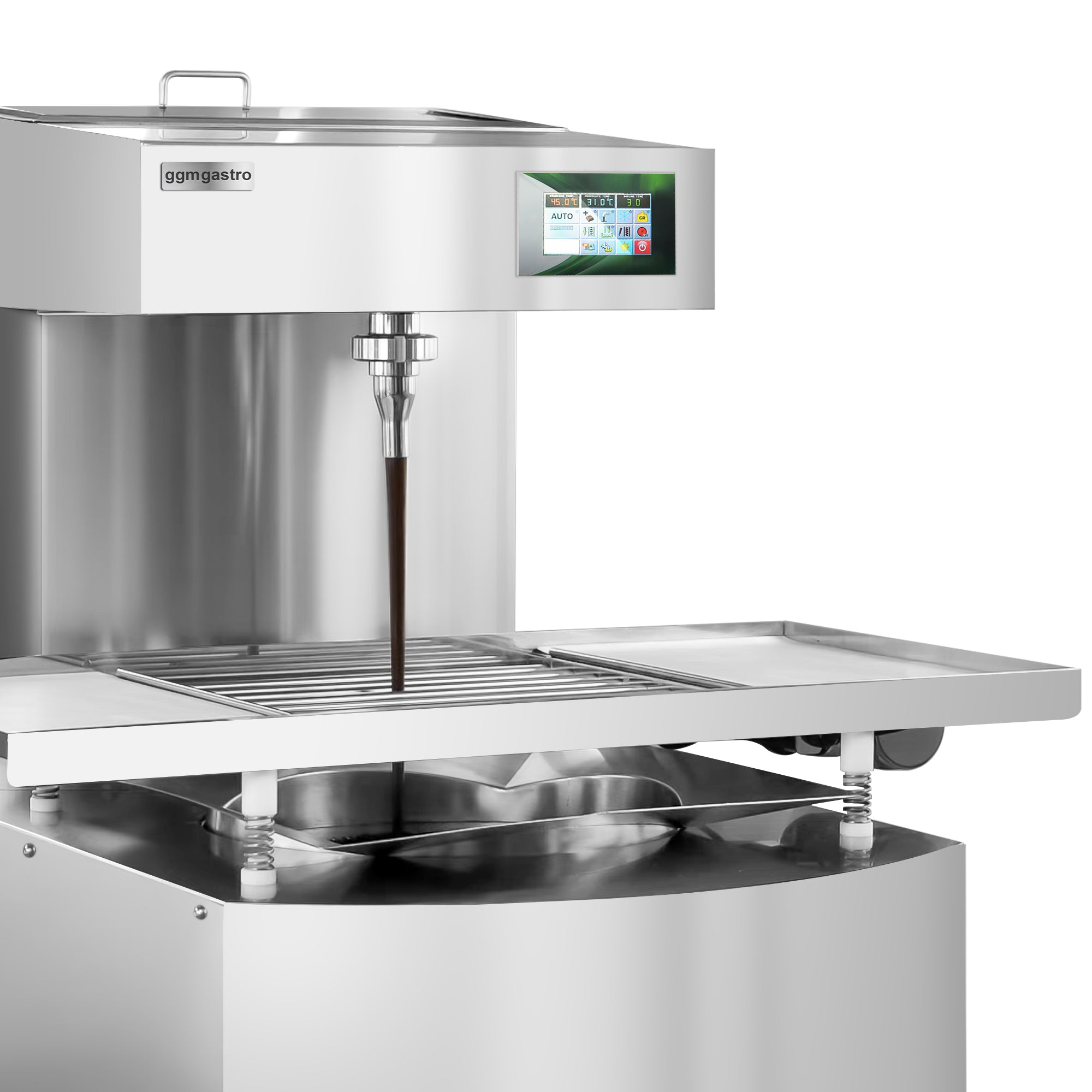 Chocolate tempering device with tap - Chocotemper - incl. Shelf with frosting area