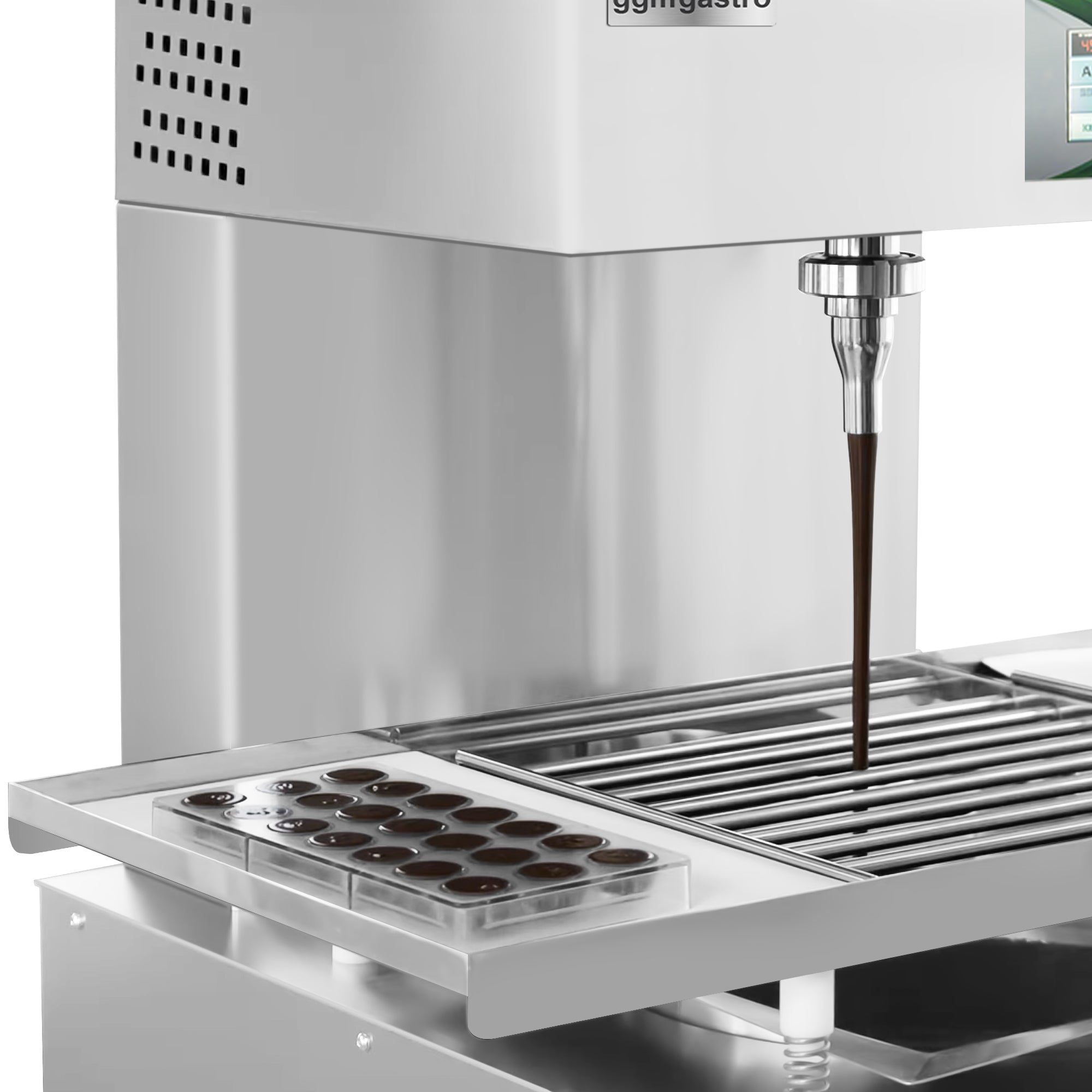 Chocolate tempering device with tap - Chocotemper - incl. Shelf with frosting area