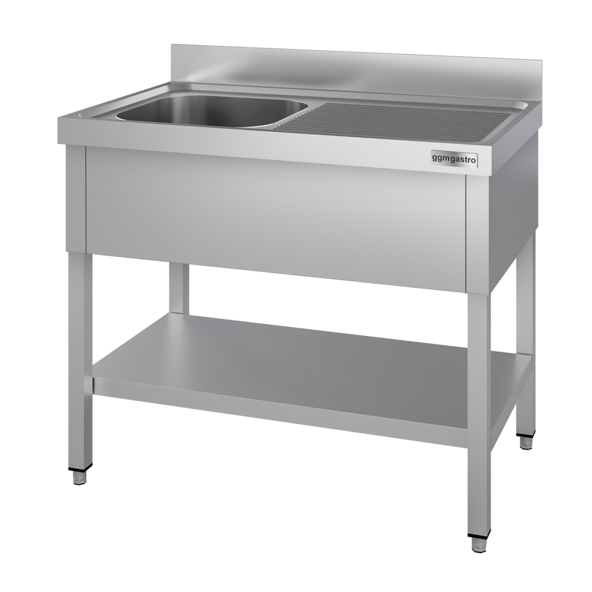 Stainless steel sink ECO - with base - 1.0 m - 1 basin left - L 50 x W 50 x D 30 cm