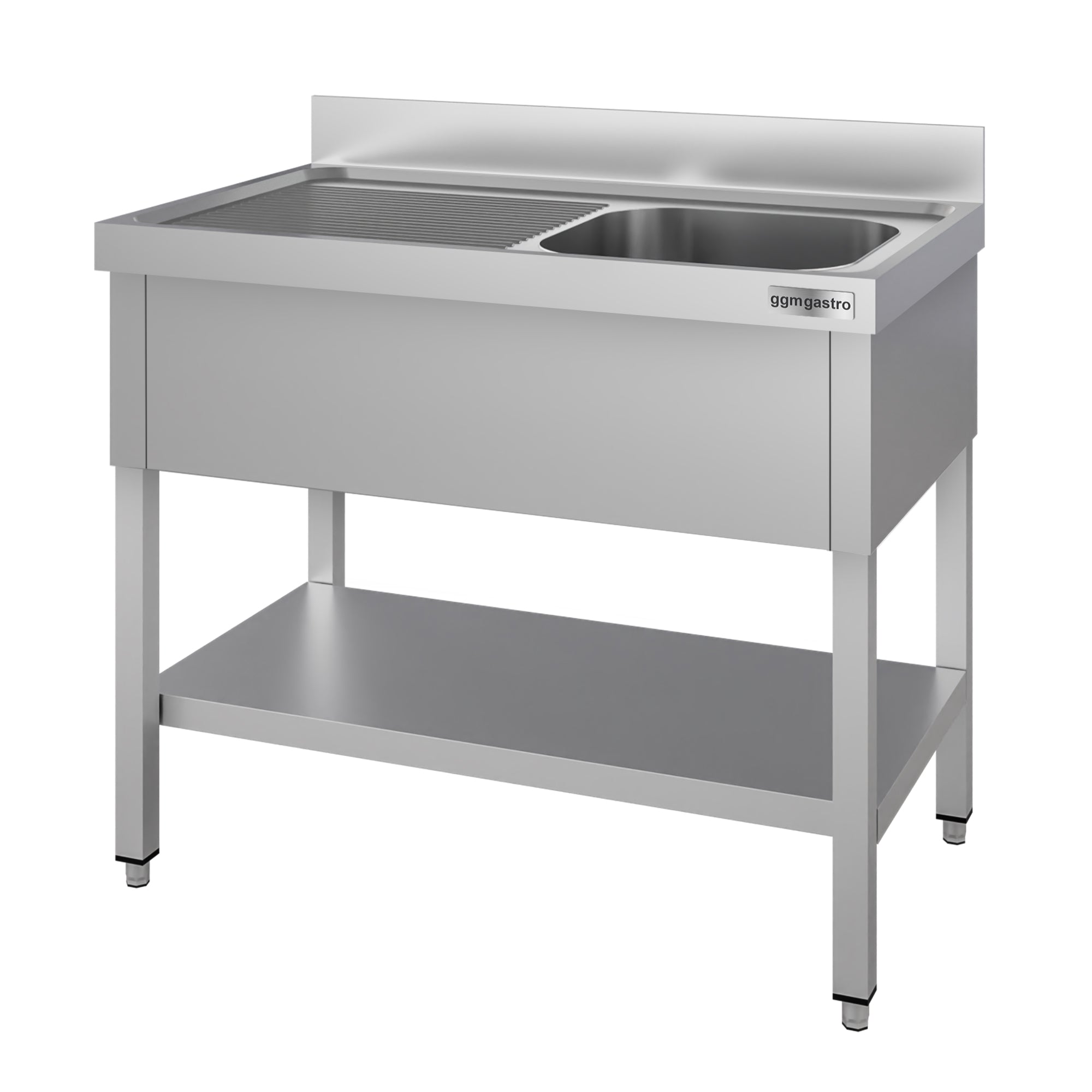 ECO stainless steel washbasin - with base - 1.4 m - 1 basin right - L 50 x W 40 x D 25 cm