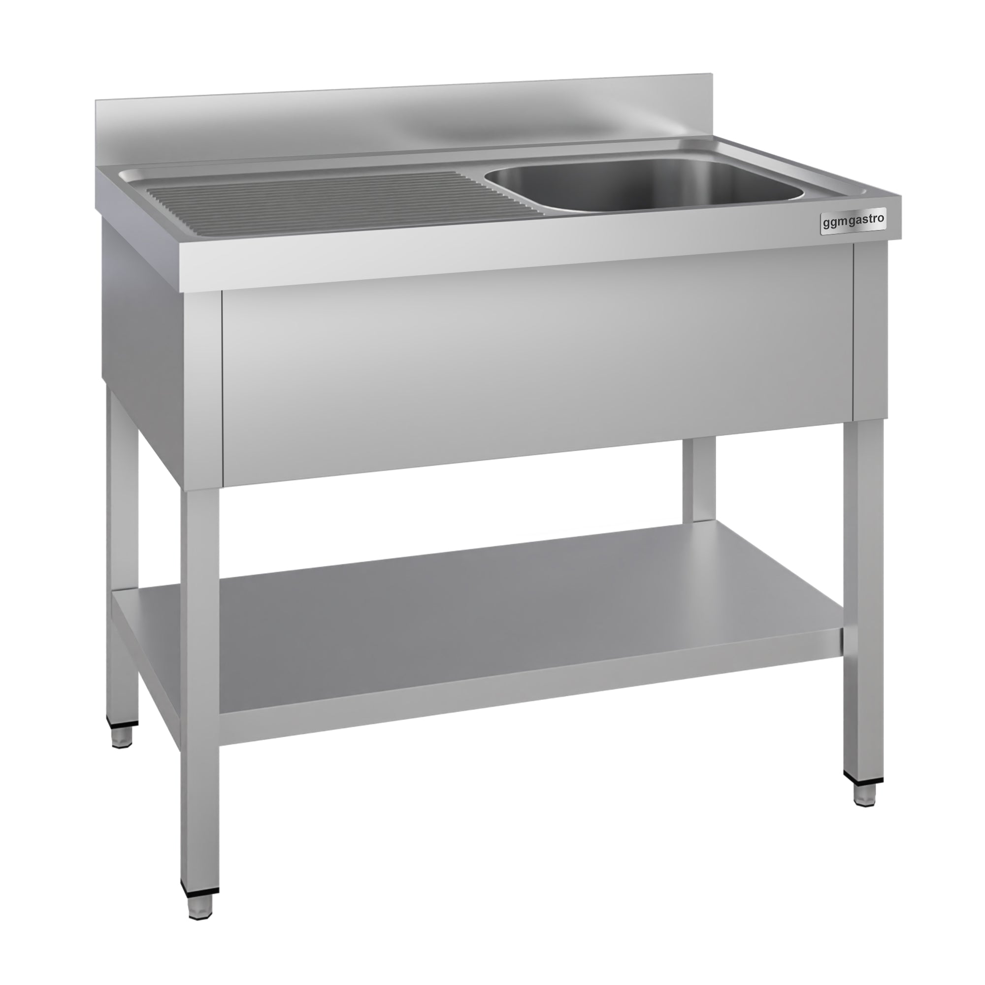 ECO stainless steel washbasin - with base - 1.4 m - 1 basin right - L 50 x W 40 x D 25 cm