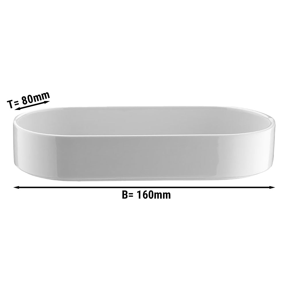 (24 pieces) PERA White - bowl / plate oval - 16 x 8 cm