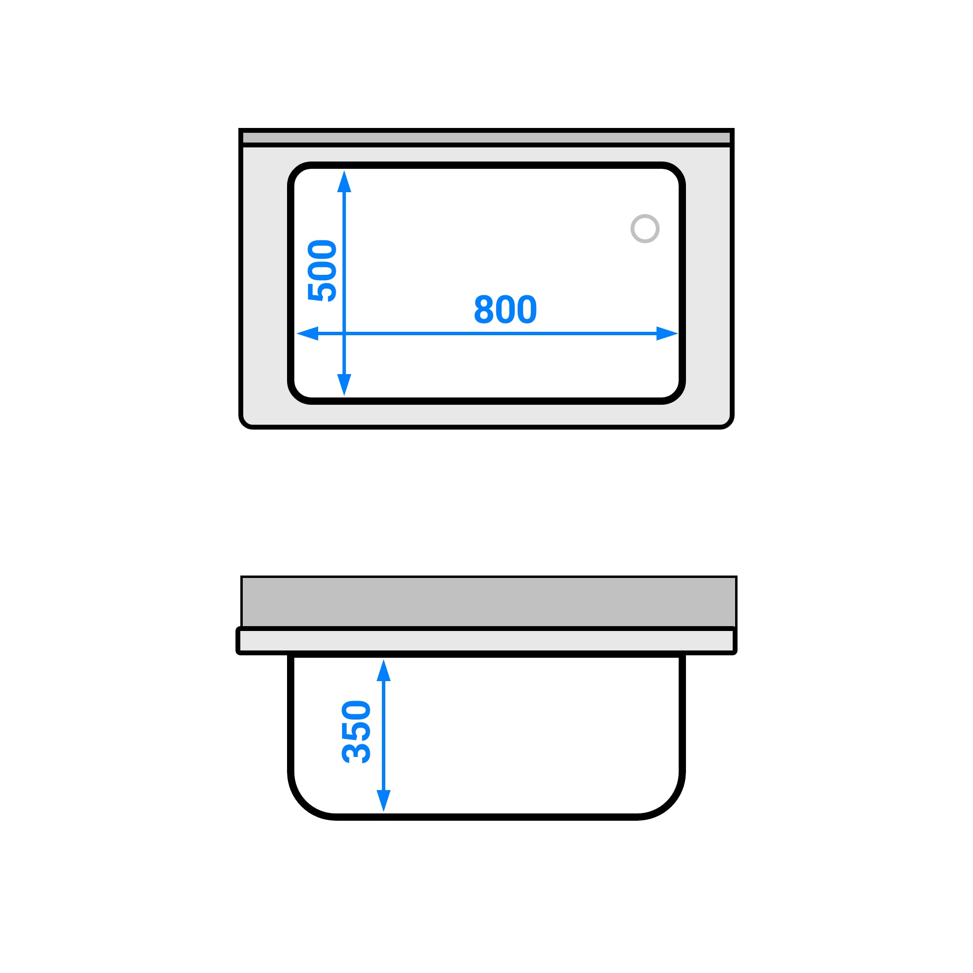 Sink with bottom for pots 1.0 m - 1 basin L 86 x W 42 x D 35 cm