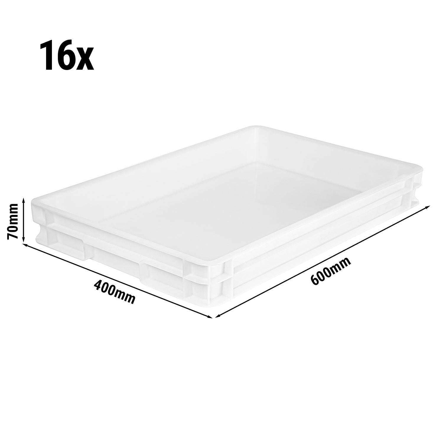 (16 pieces) Dough container - EN 60x40 - white