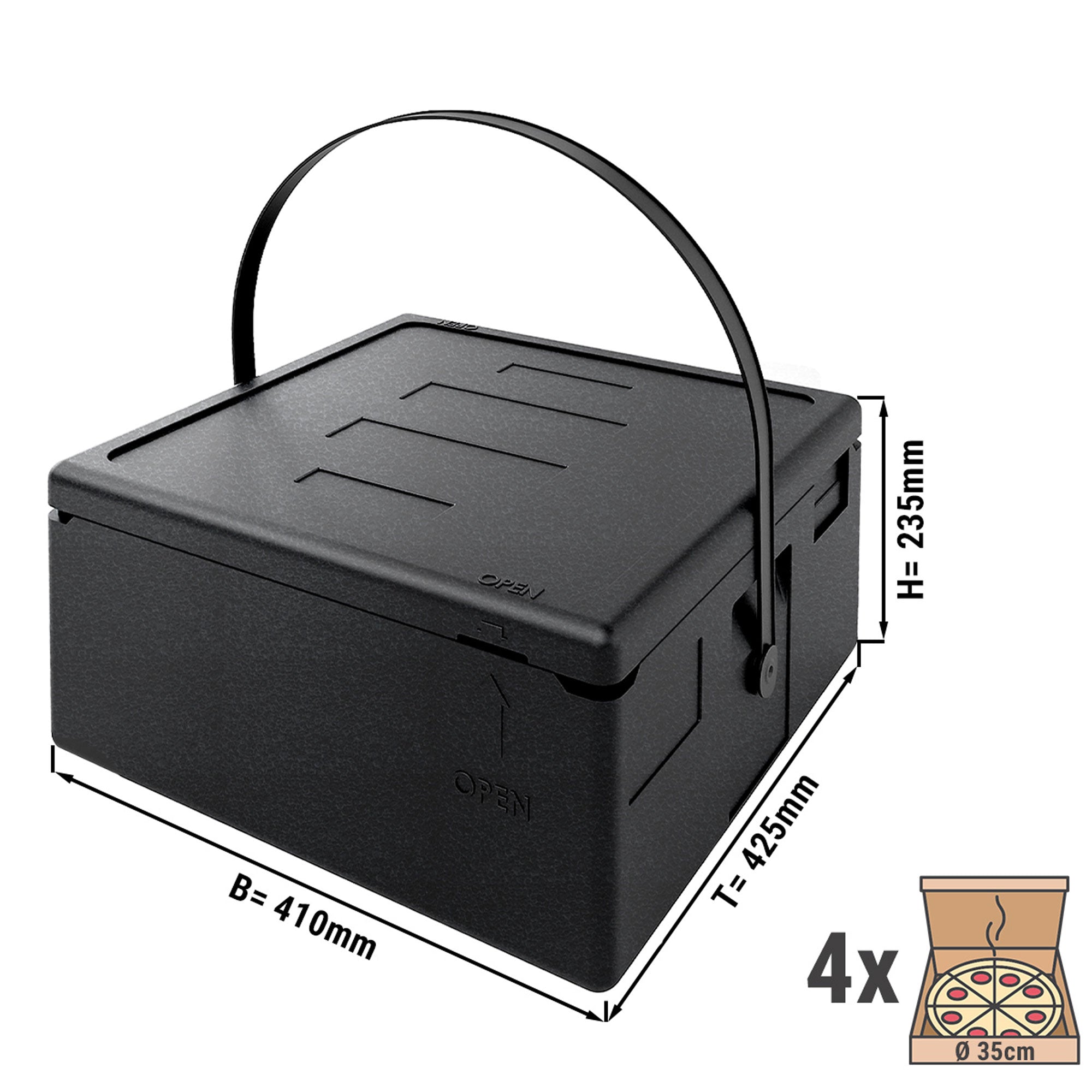 Термобокс | Кутия за пица - за 4 пици Ø 35 см