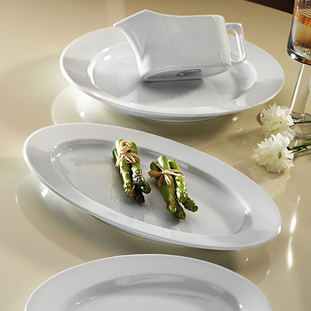 (12 pieces) PERA White - plate oval - Ø 35 cm