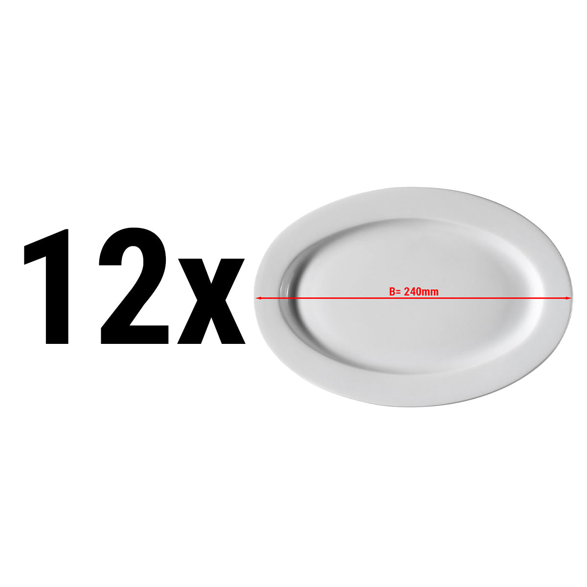 (12 pieces) PERA White - plate oval - Ø 24 cm