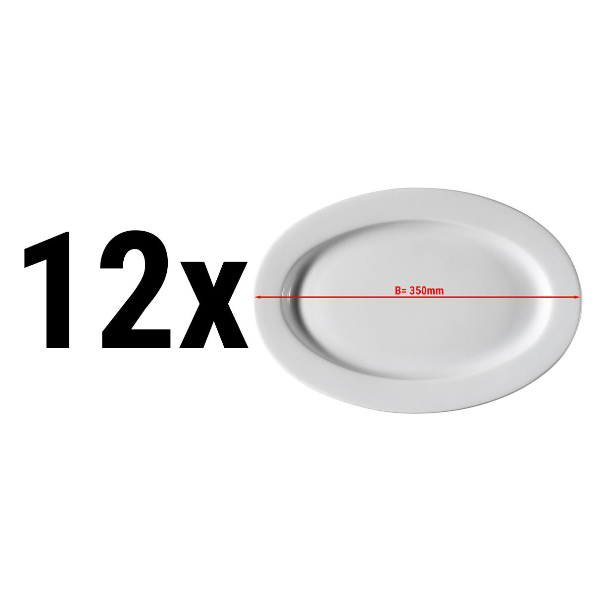 (12 pieces) PERA White - plate oval - Ø 35 cm