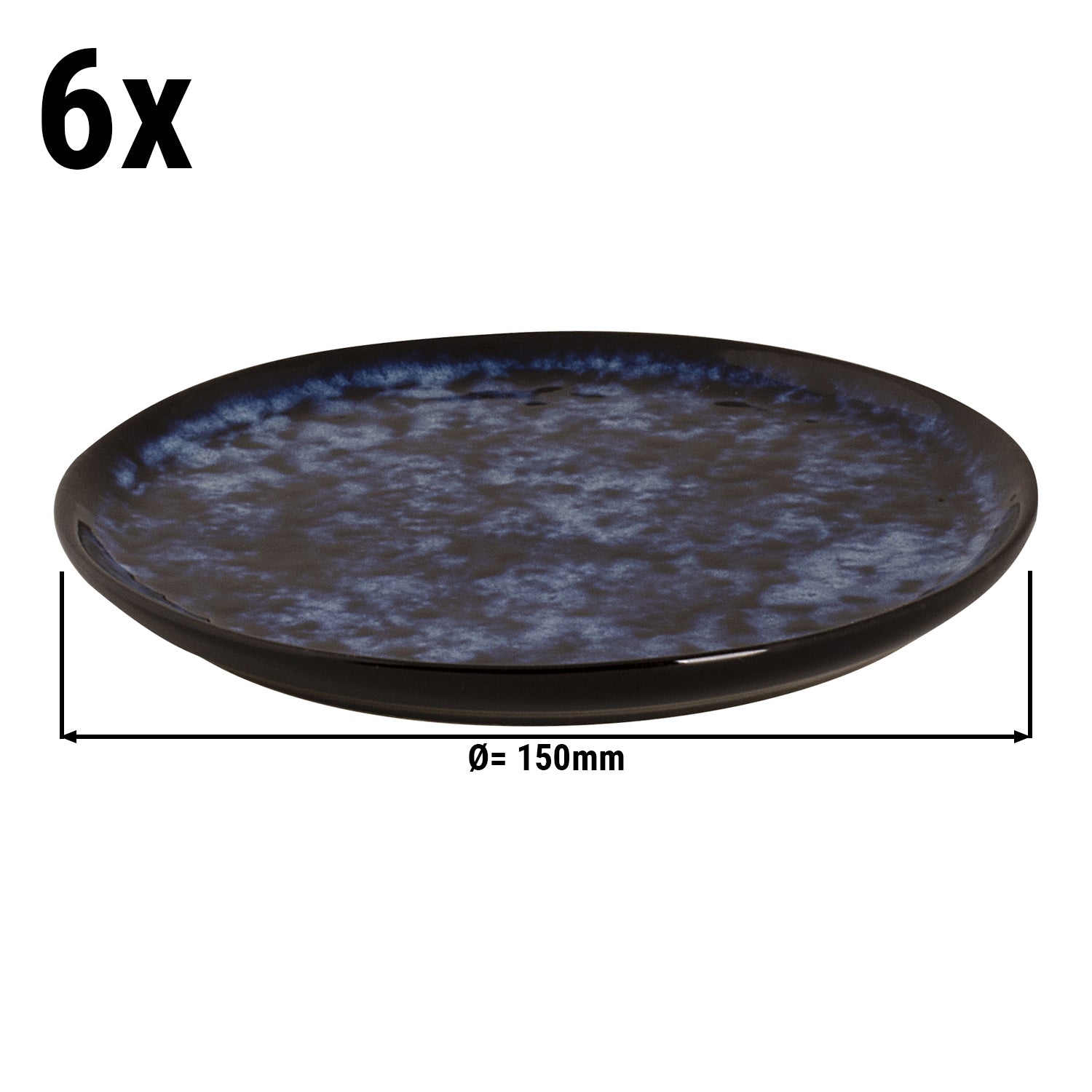 (6 pieces) BAMA BLUE - Flat plate - Ø 15 cm - Blue