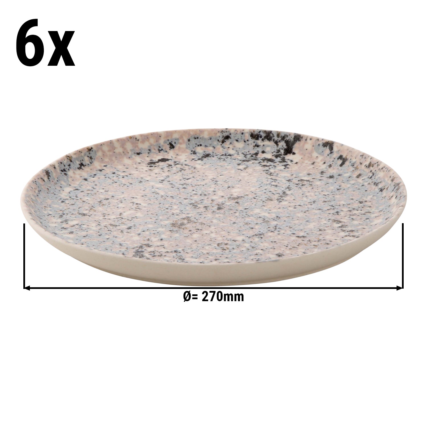 (6 pieces) CONFETTI - Flat plate - Ø 27 cm - Pink