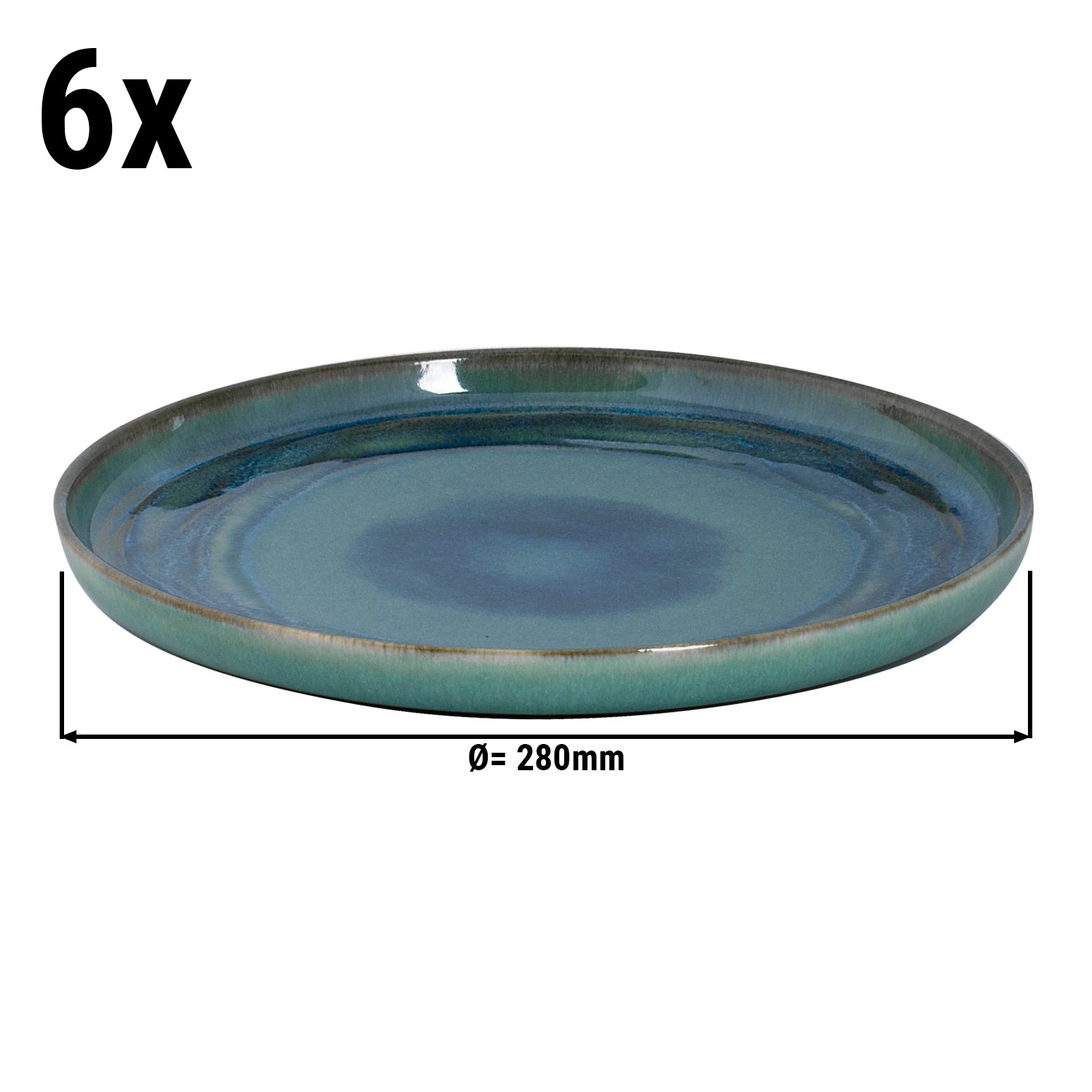 (6 pieces) MIAMI - Flat plate - Ø 28 cm - Green