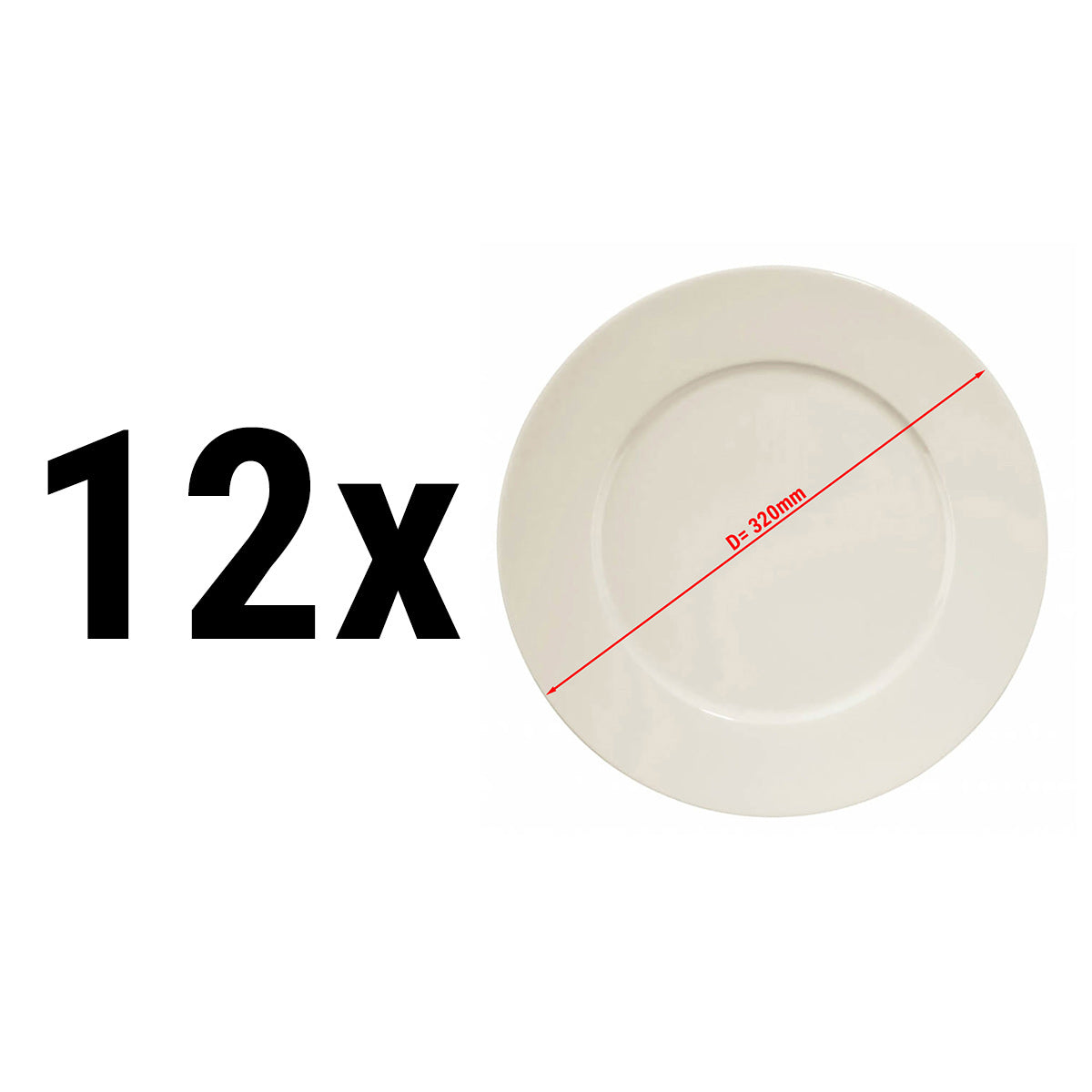 (12 pieces) Cream PERA - Flat plate - Ø 32 cm