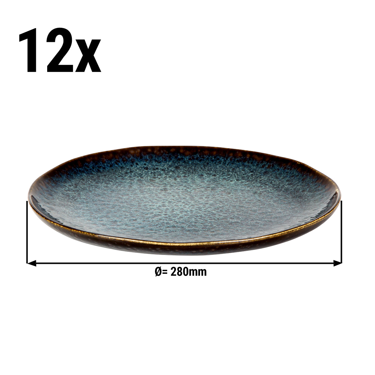 (12 pieces) Palmer eccentric flat plate - Ø 28 cm - Petrol blue