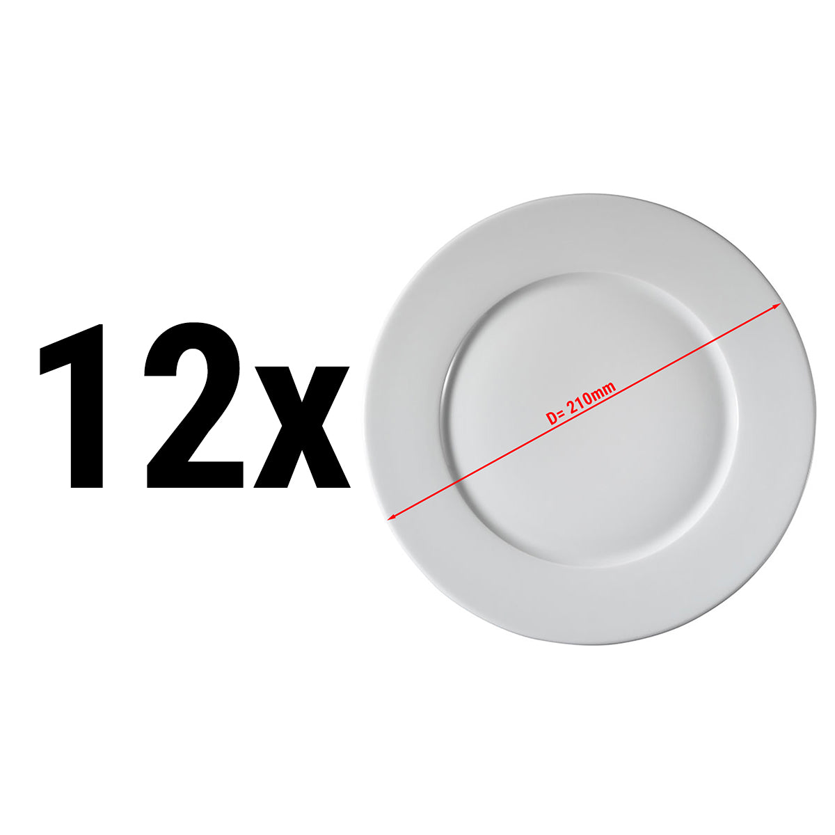 (12 pieces) PERA white - flat plate - Ø 21 cm