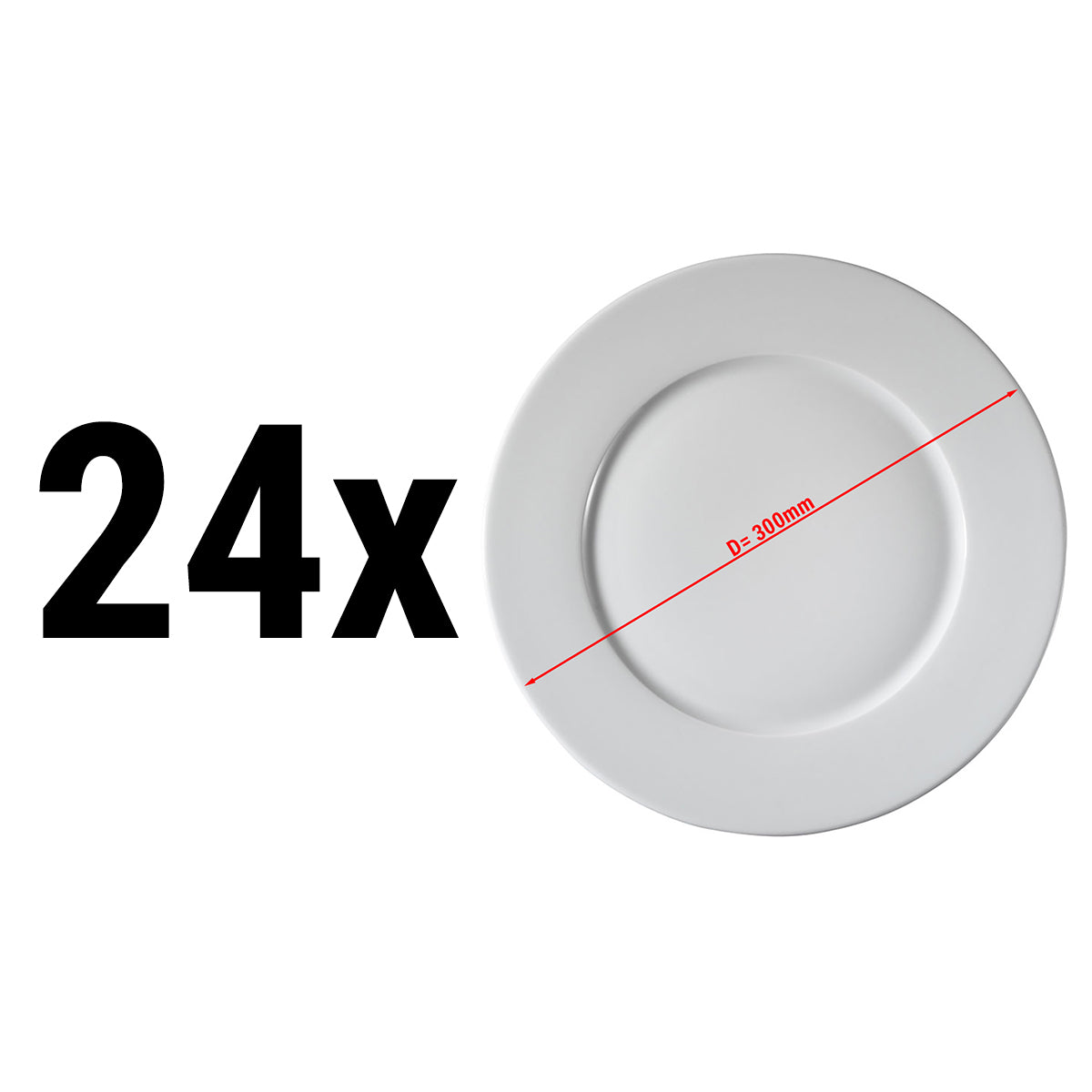 (24 pieces) PERA white - flat plate - pizza plate - Ø 30 cm