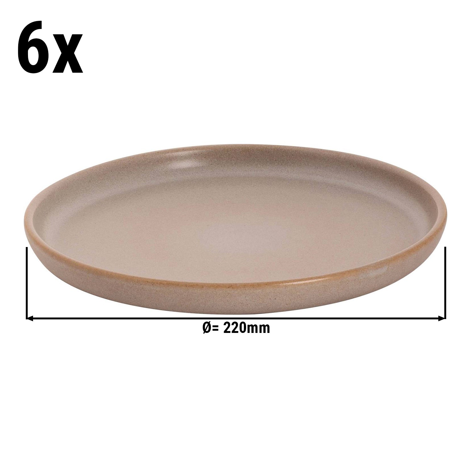 (6 pieces) SANDY LOAM - Flat plate - Ø 22 cm - Grey