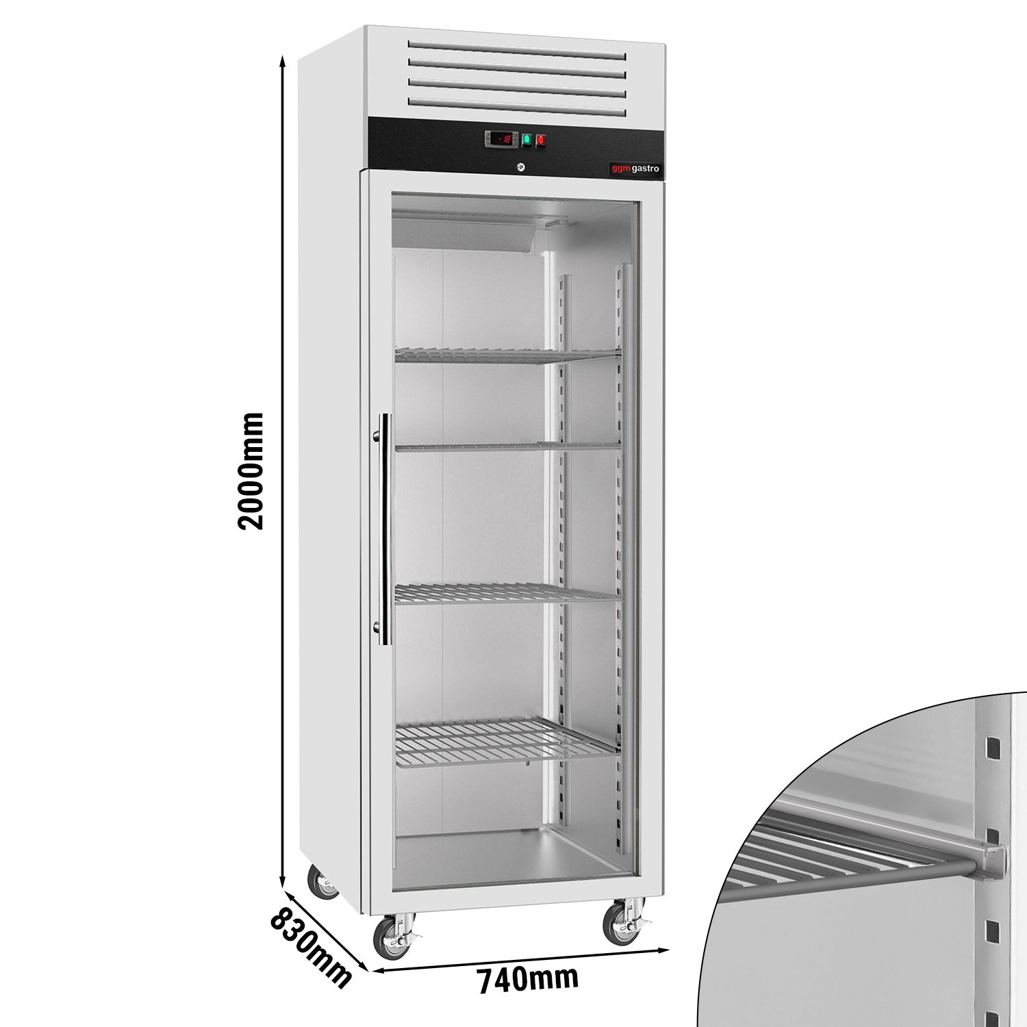 Freezer PREMIUM - 0.74 x 0.83 m - with 1 glass door