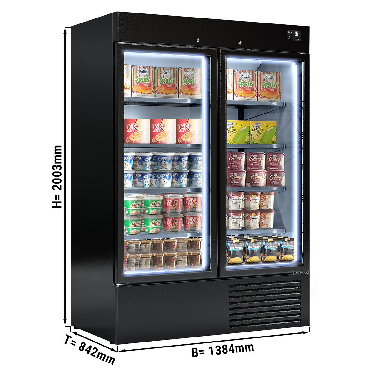 Freezer - 1310 liters - with 2 doors - black