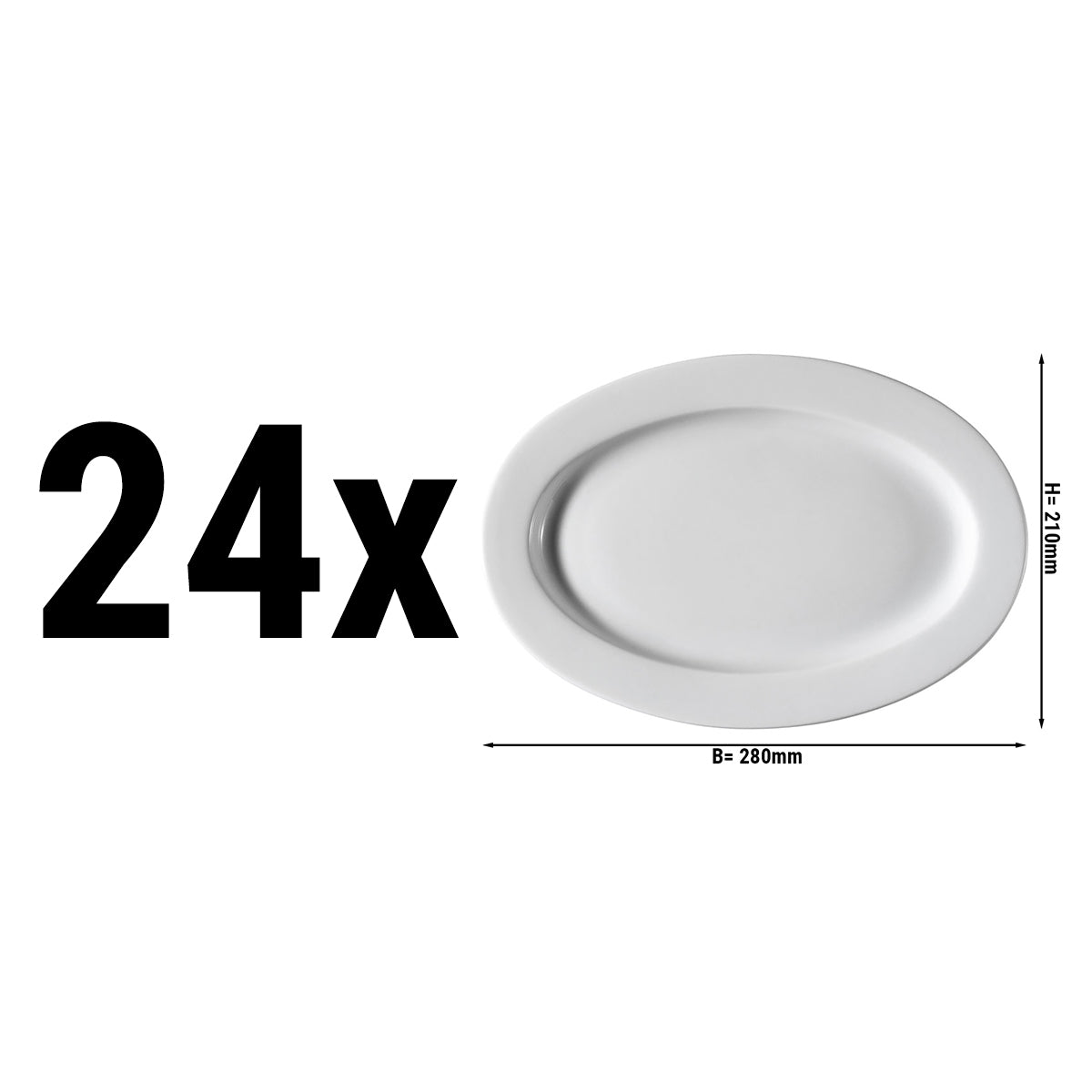 (24 pieces) PERA white - oval plate - 28 cm