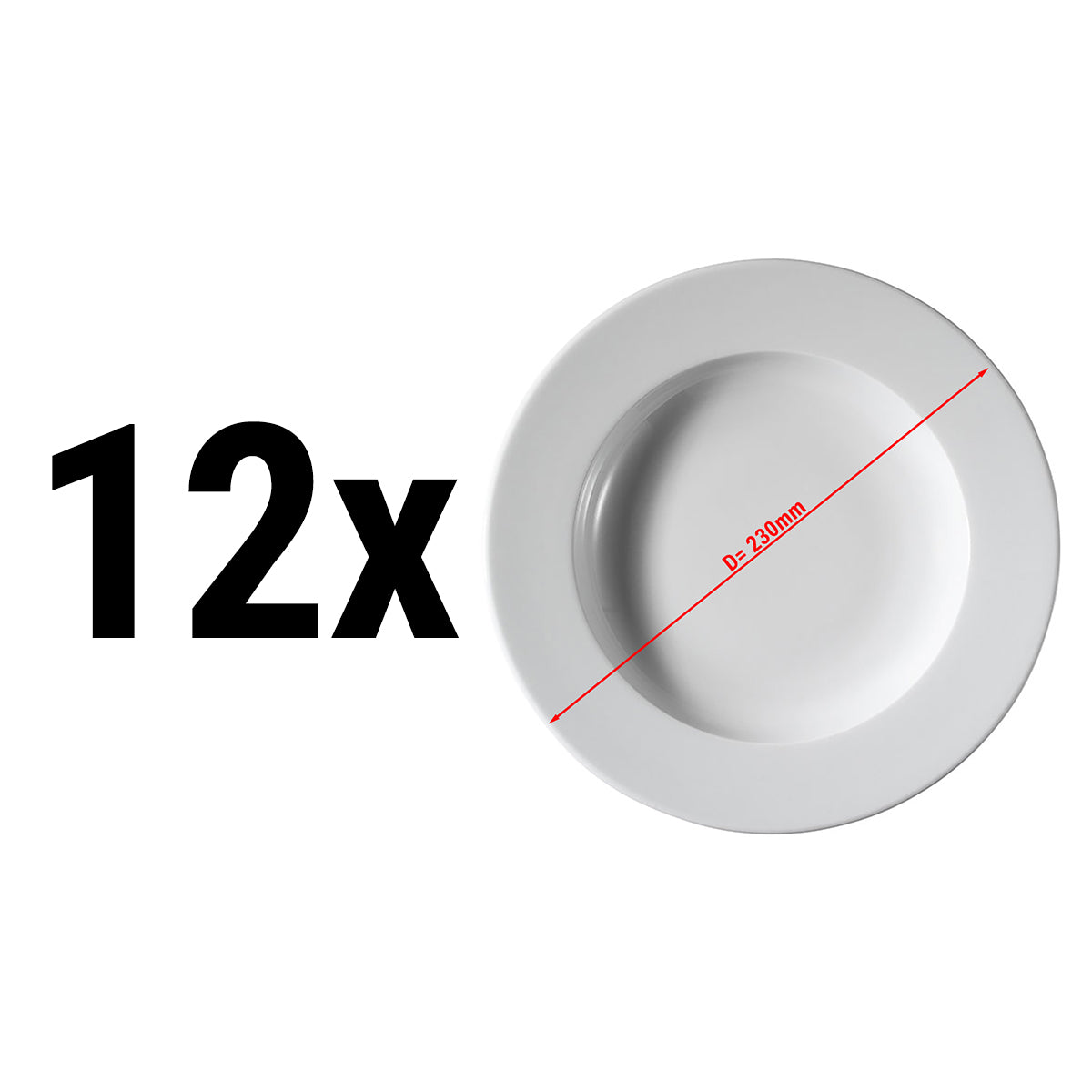 (12 pieces) PERA white - deep plate - Ø 23 cm