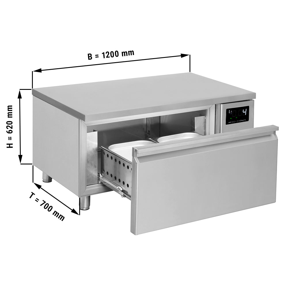 Комбинация от чекмеджета хладилник / фризер с 1 чекмедже - 1,2 м - за GN 2/1