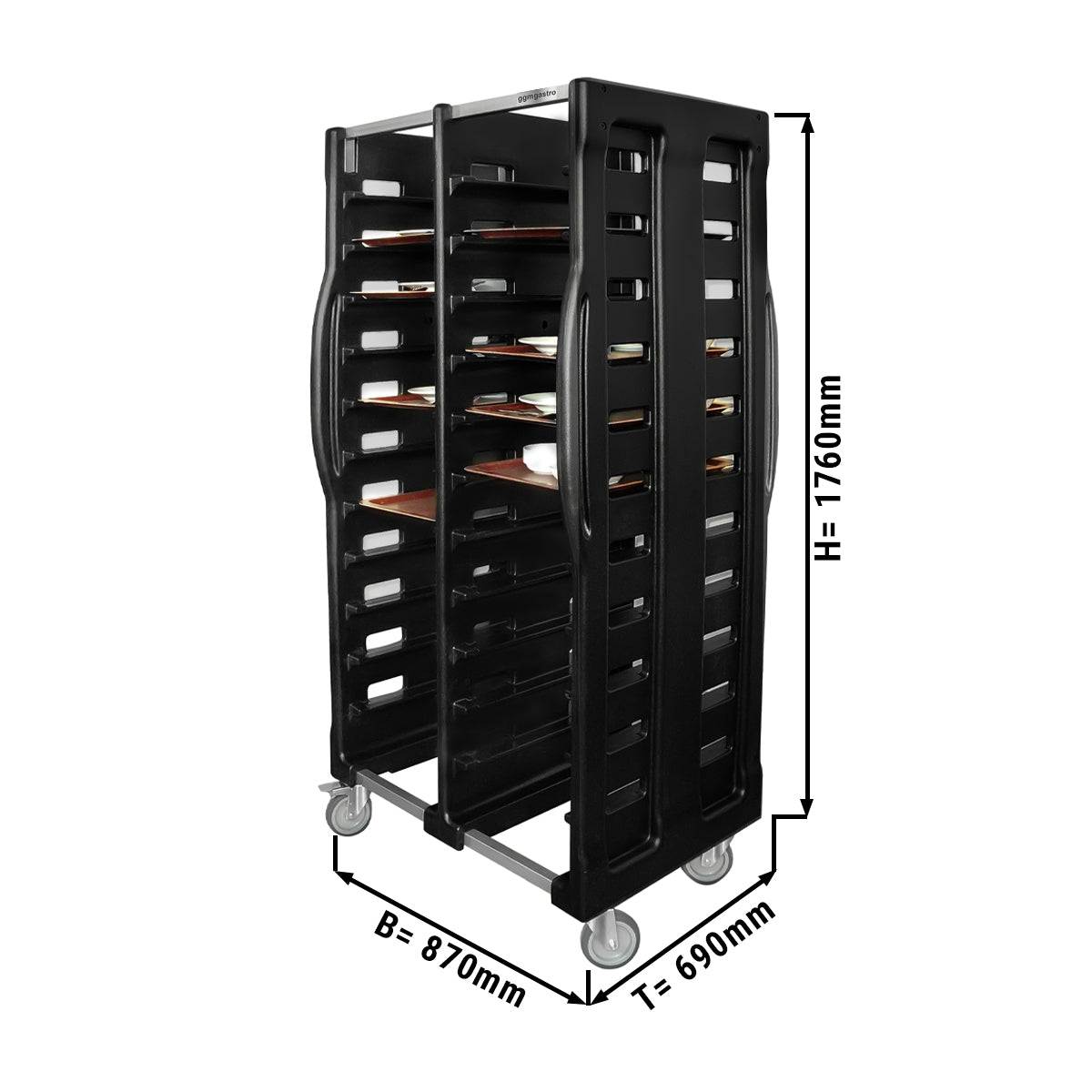 Double tray trolley - for 24x 37 x 53 cm