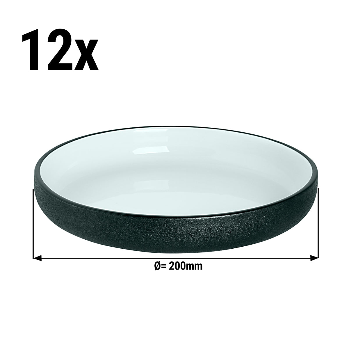 (12 pieces) Deep plate Maastricht Cosmic - Ø 20 cm - White / Black