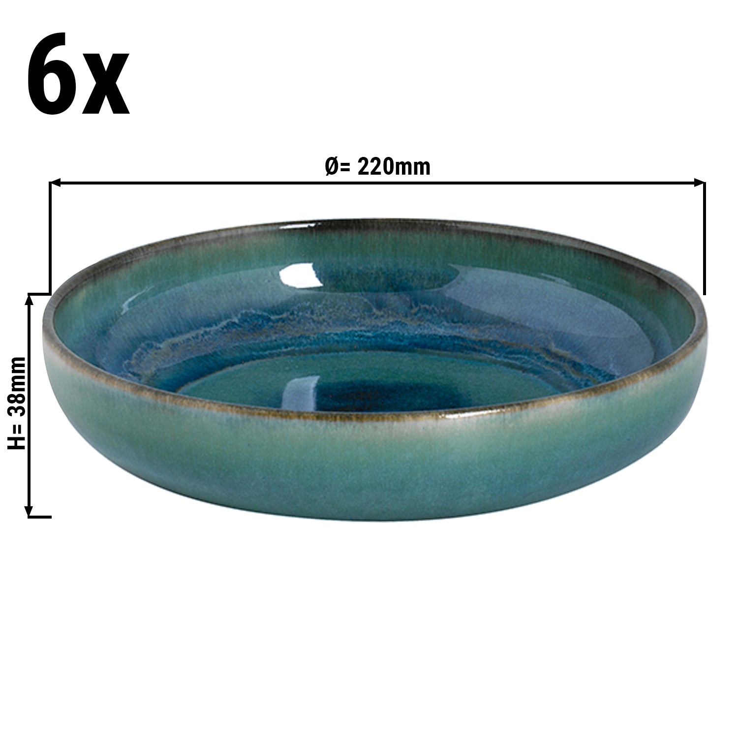 (6 pieces) MIAMI - Deep plate - Ø 22 cm - Green