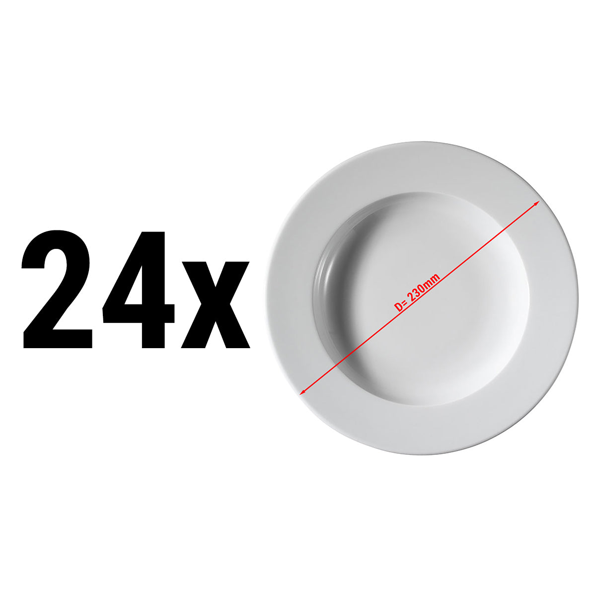 (24 pieces) PERA white - deep plate - Ø 23 cm