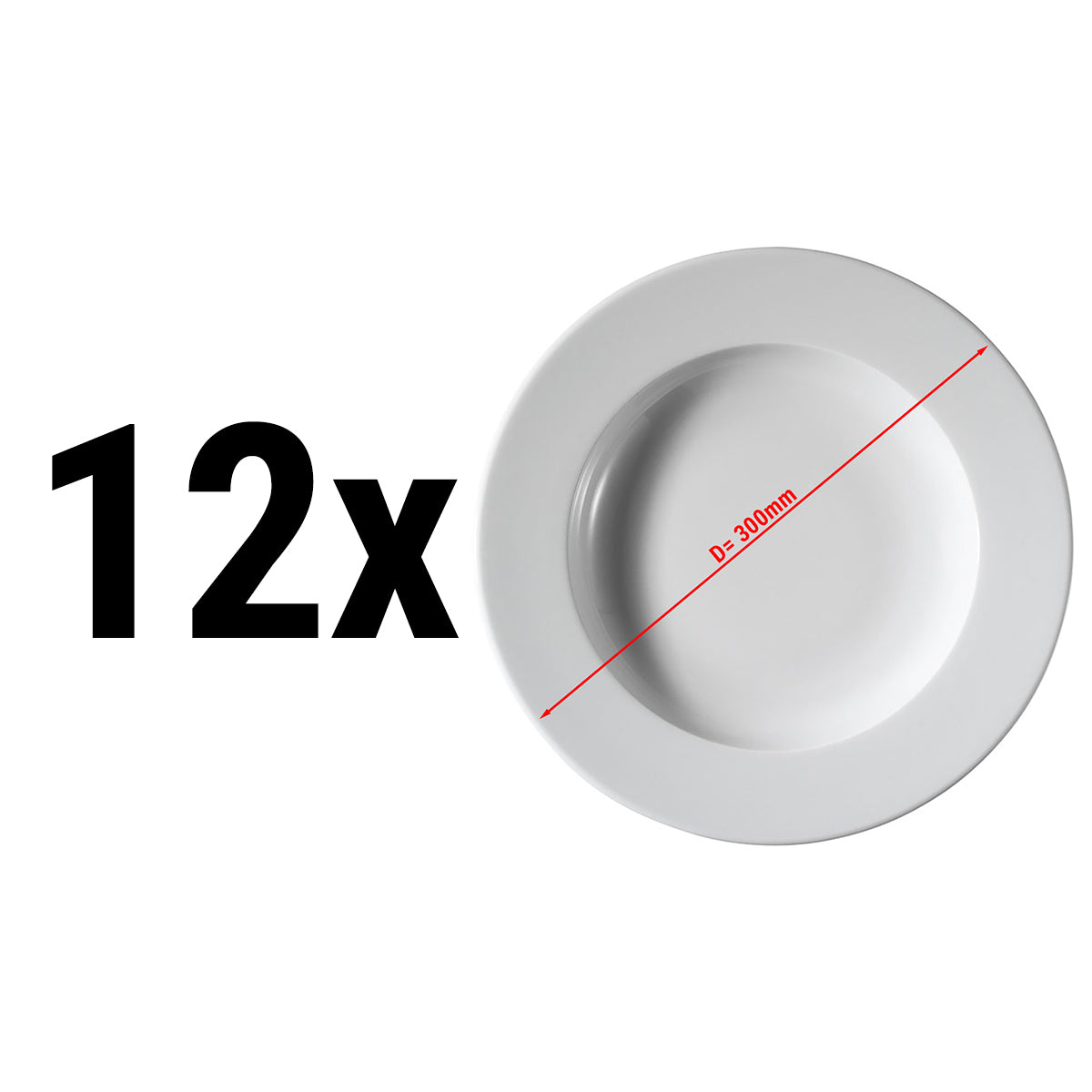 (12 pieces) PERA white - deep plate - Ø 30 cm