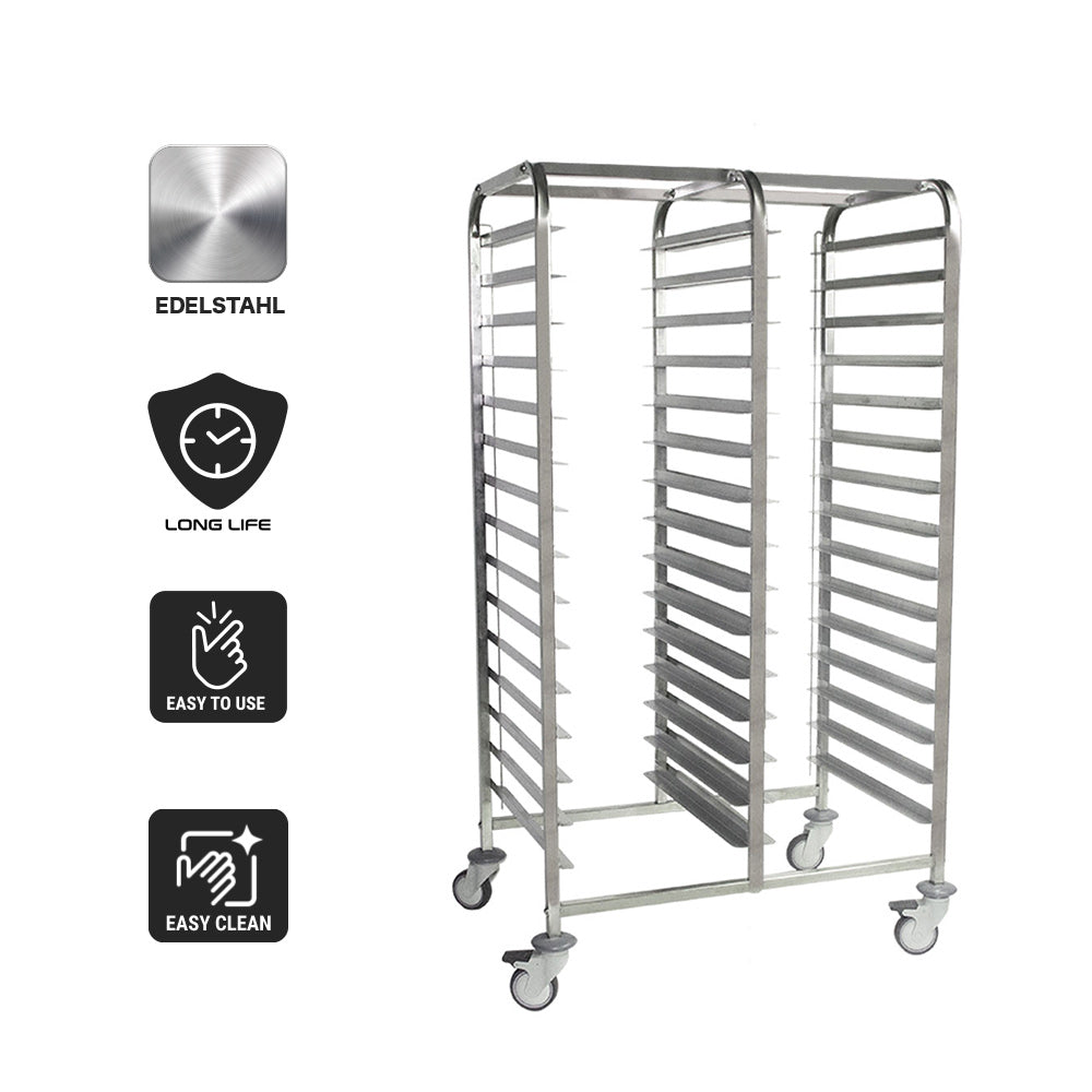 Trolley for trays double - EN 60 x 40 cm