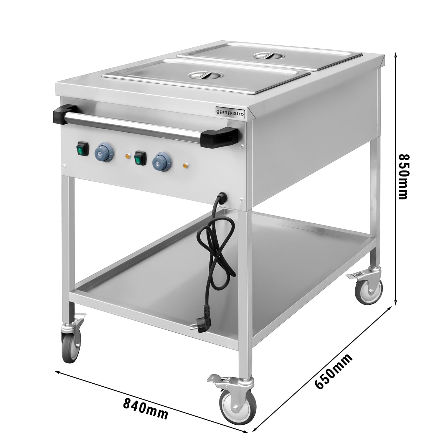 Bainmarie thermal trolley - 2x GN 1/1 - with the possibility of separate heating