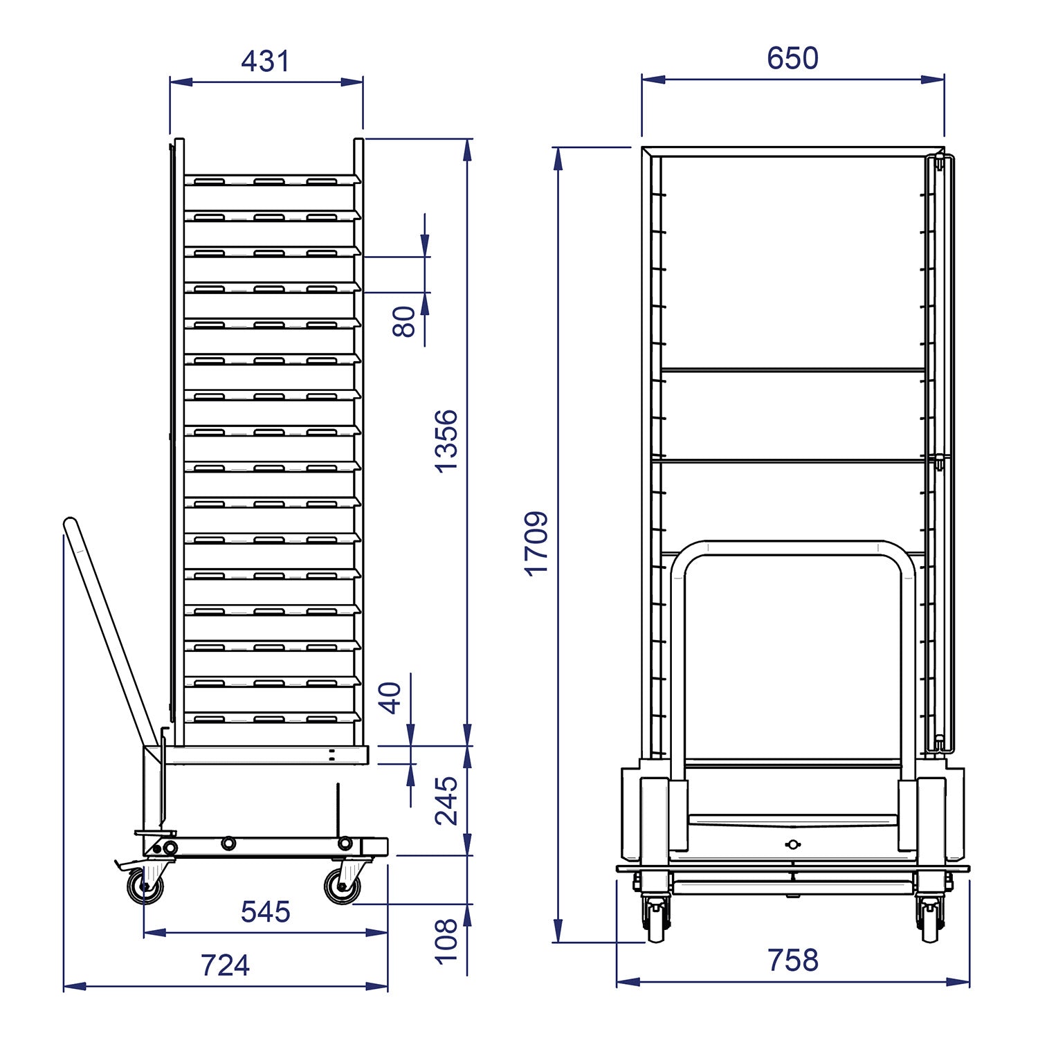 Tray trolley - 20x GN1/1