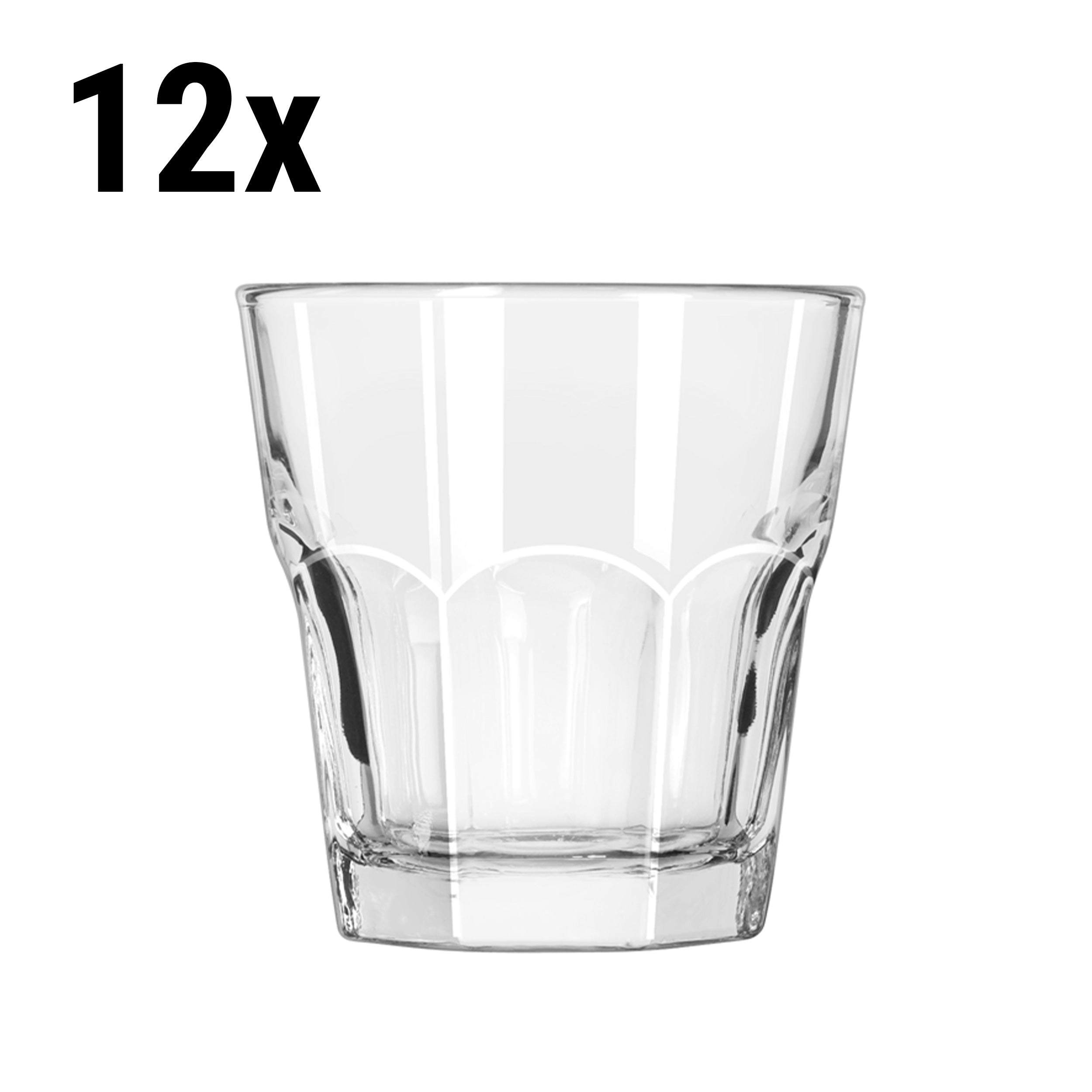 (12 pieces) Universal drinking glass - PRAGUE - 266 ml - Transparent