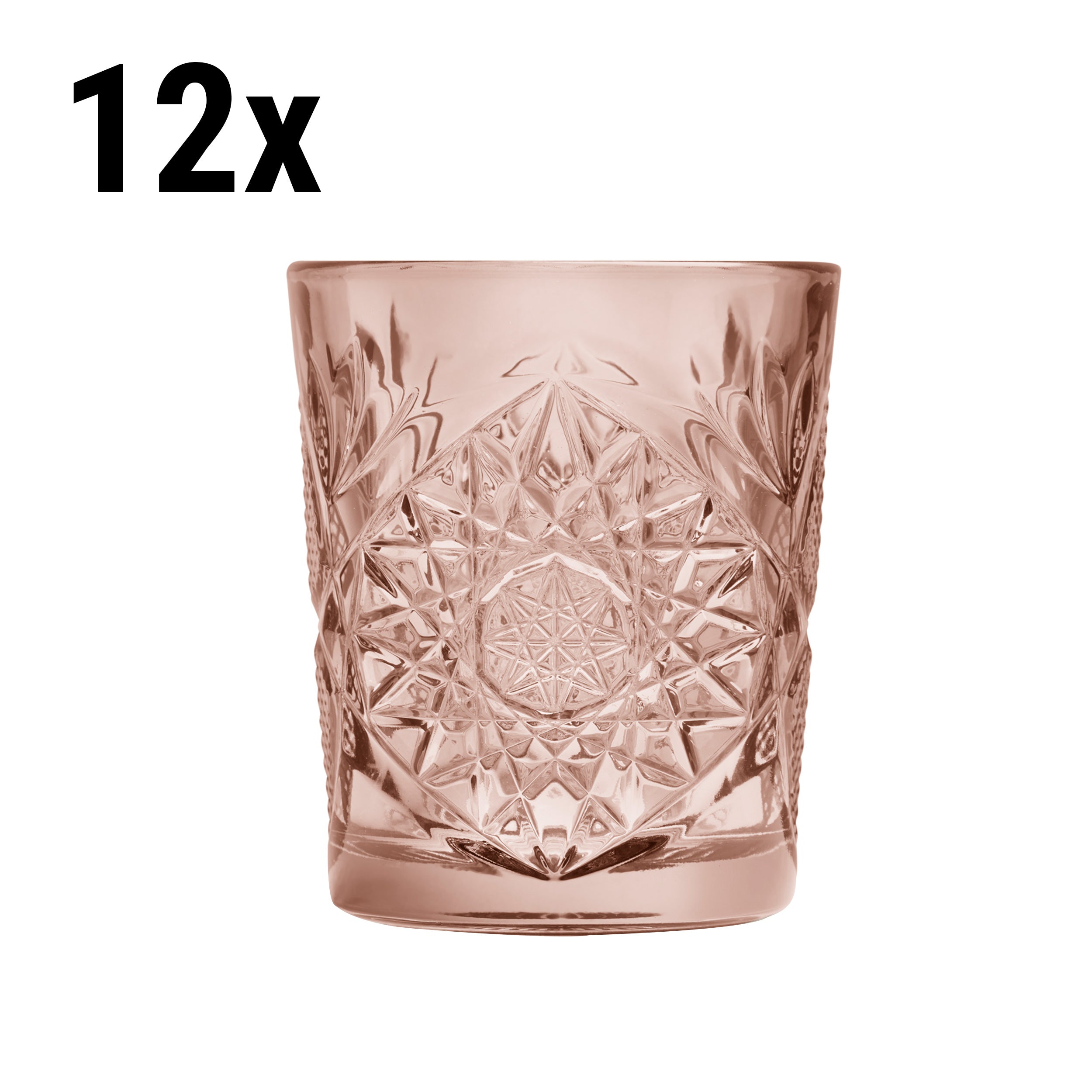 (12 pieces) Universal drinking glass - TIJUANA - 350 ml - Pink