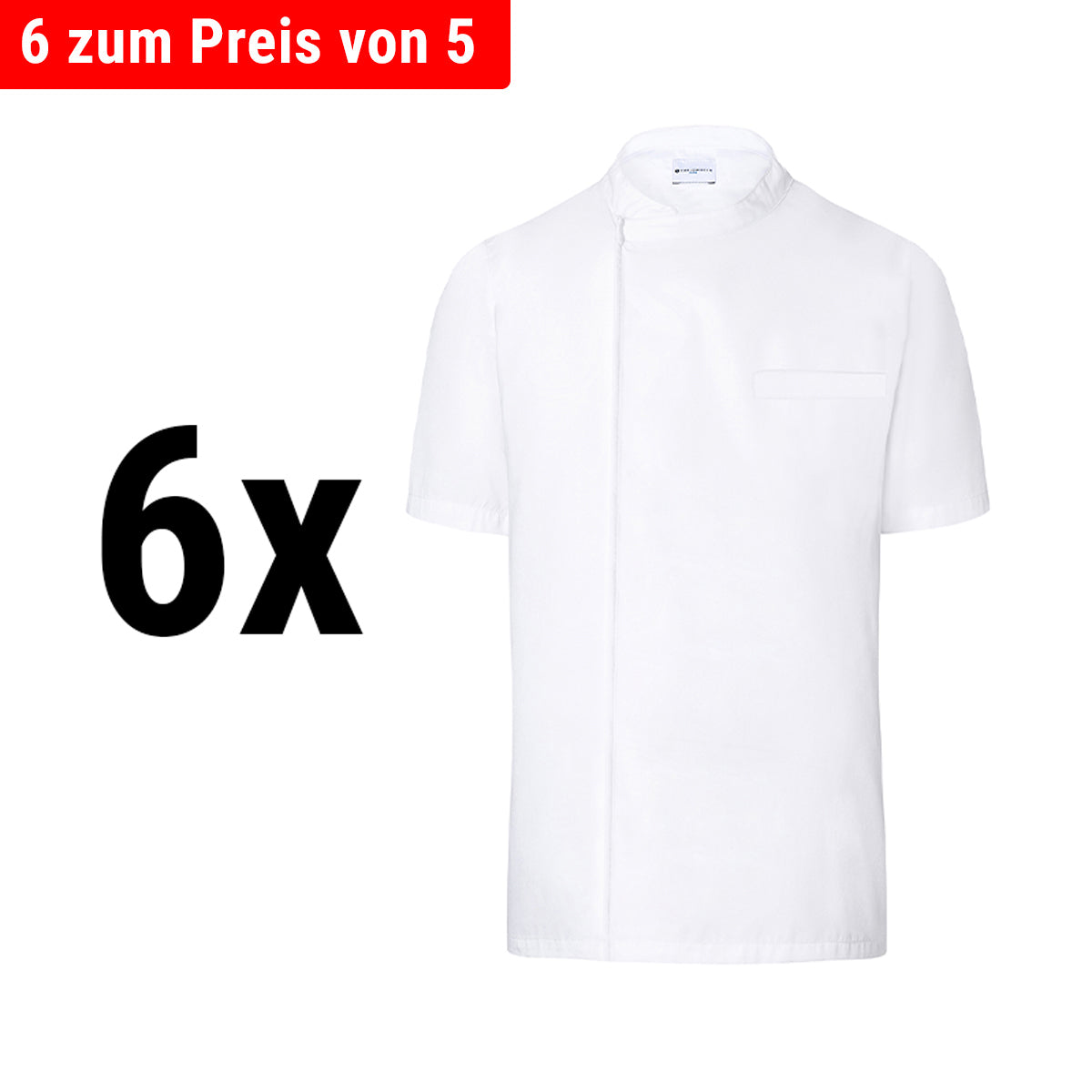 (6 pieces) Karlowsky - Short Sleeve Chef Shirt - White - Size: XS