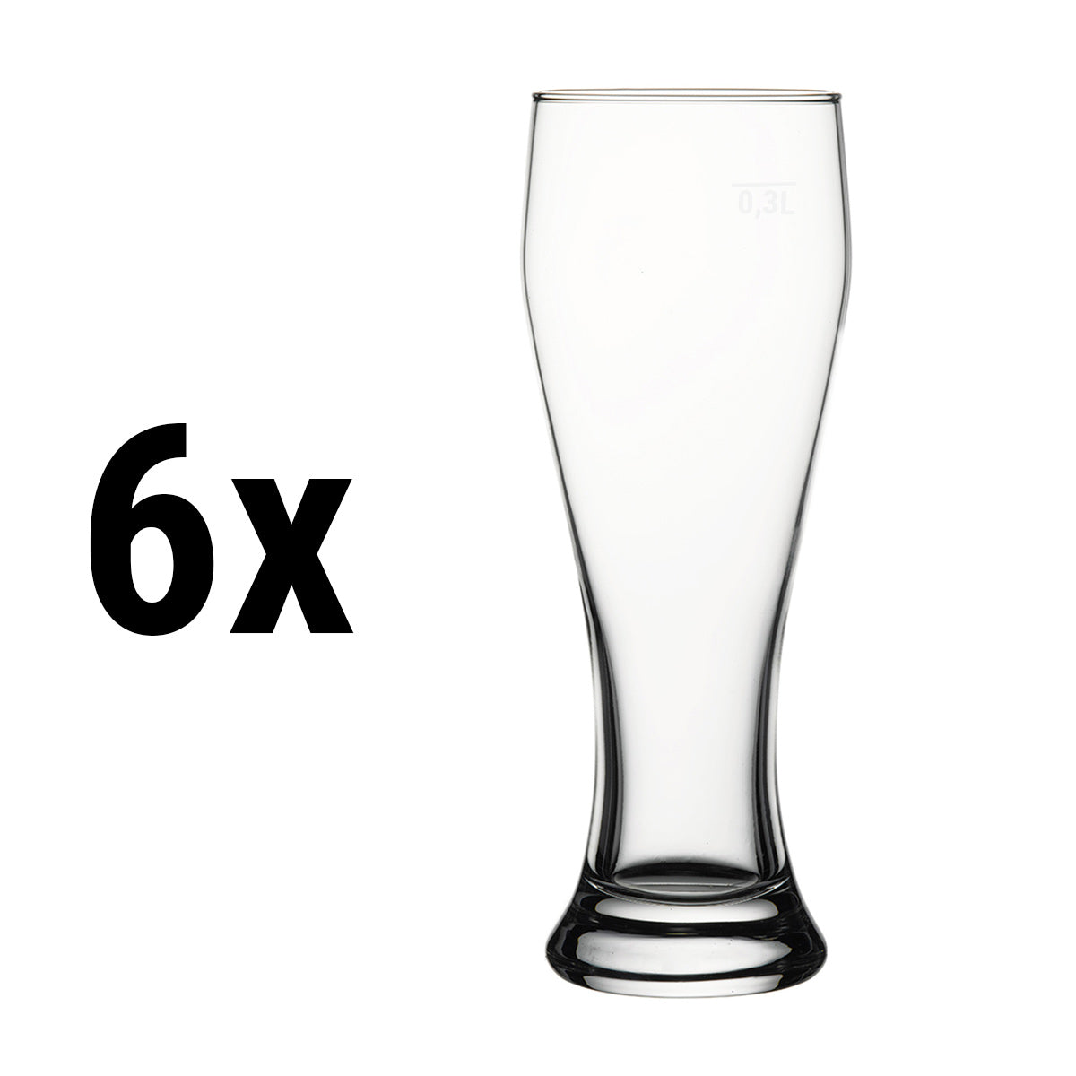 (6 pieces) Wheat beer mug - 415 cc - calibrated to 0.3 liters