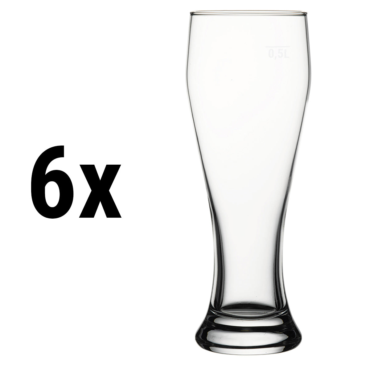 (6 pieces) Wheat beer mug - 665 cc - calibrated to 0.5 liters