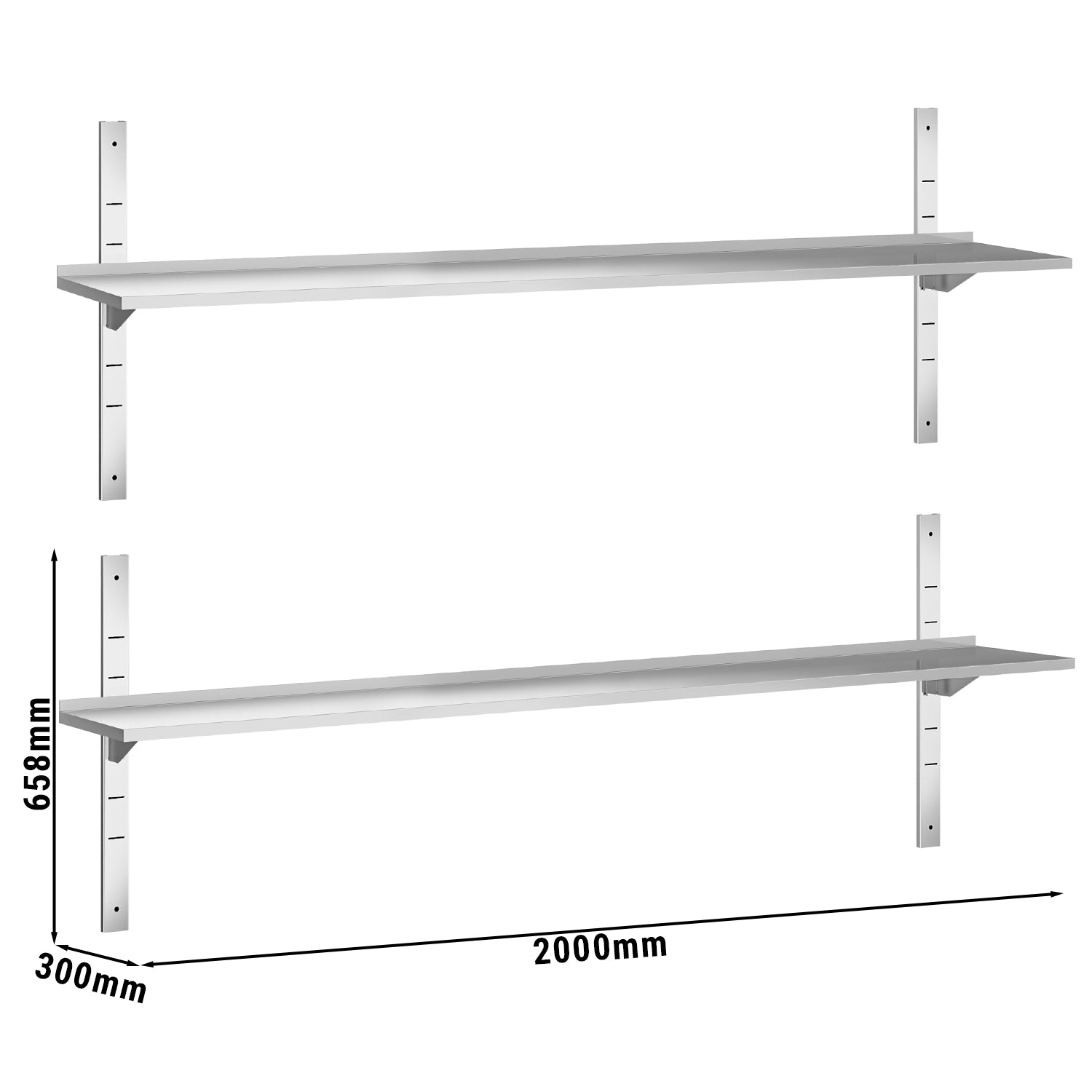 Стенна етажерка 2,0 m - c 2 етажа