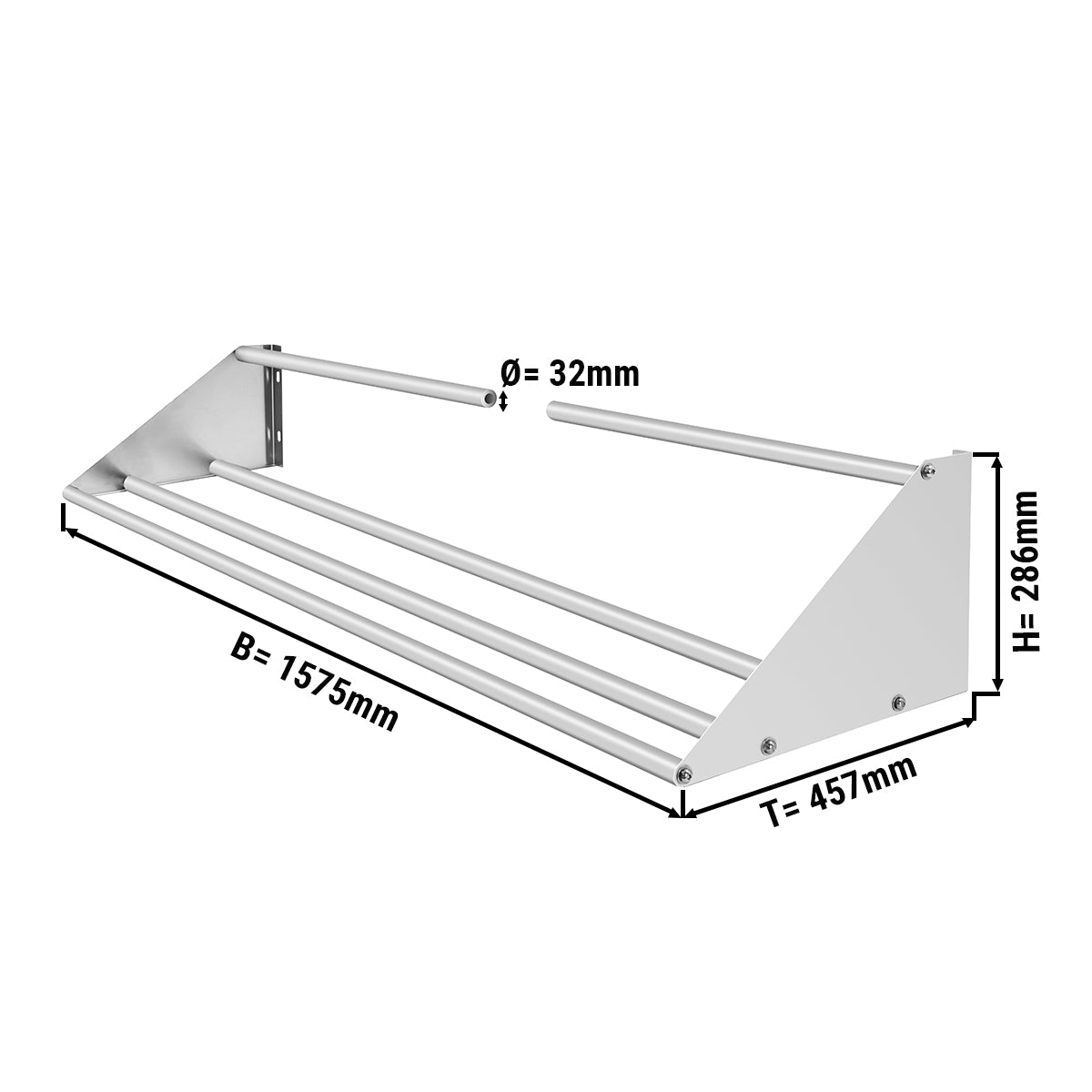 Wall shelf for dishwashing baskets - 1.57 m - with 1 shelf