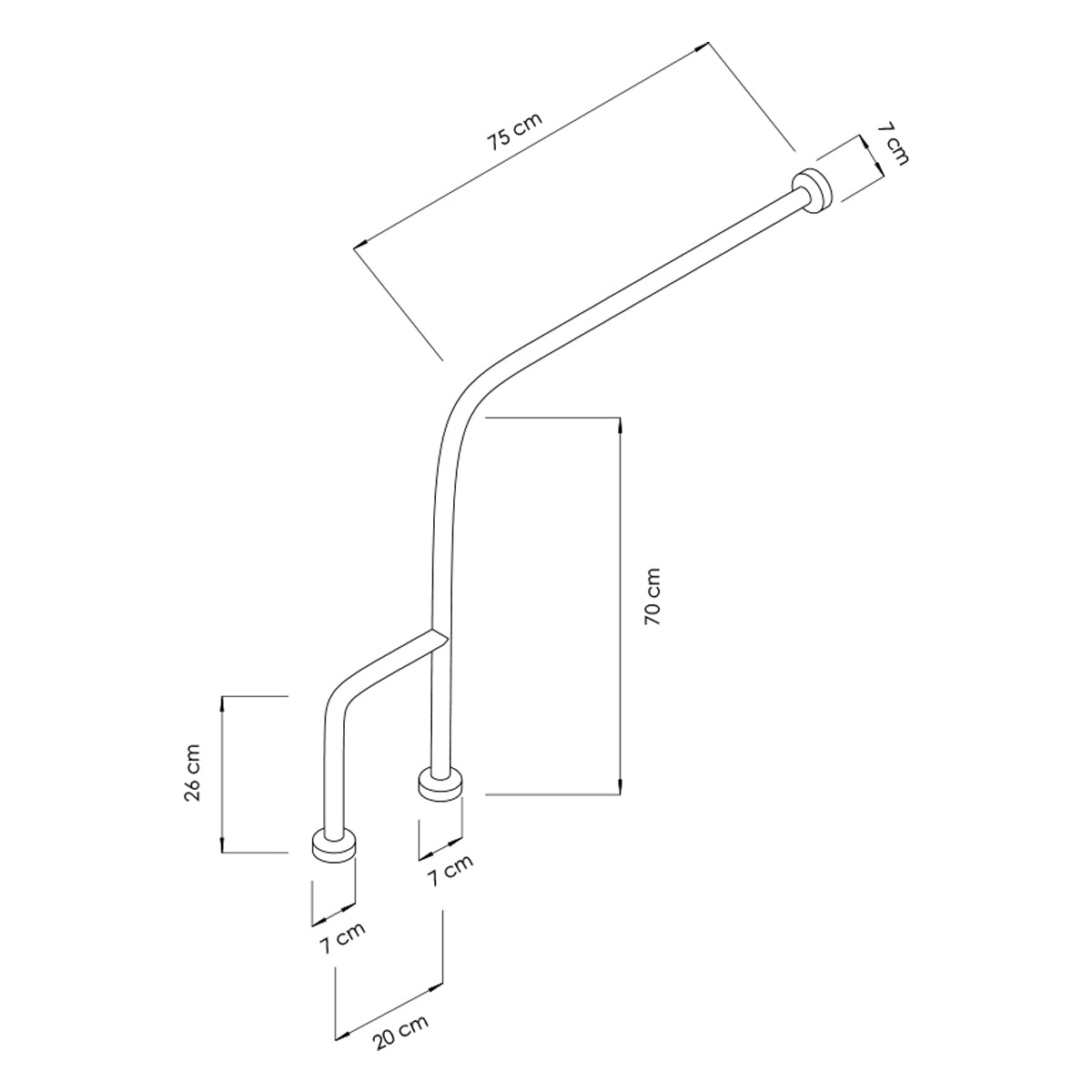 Angled stainless steel handle