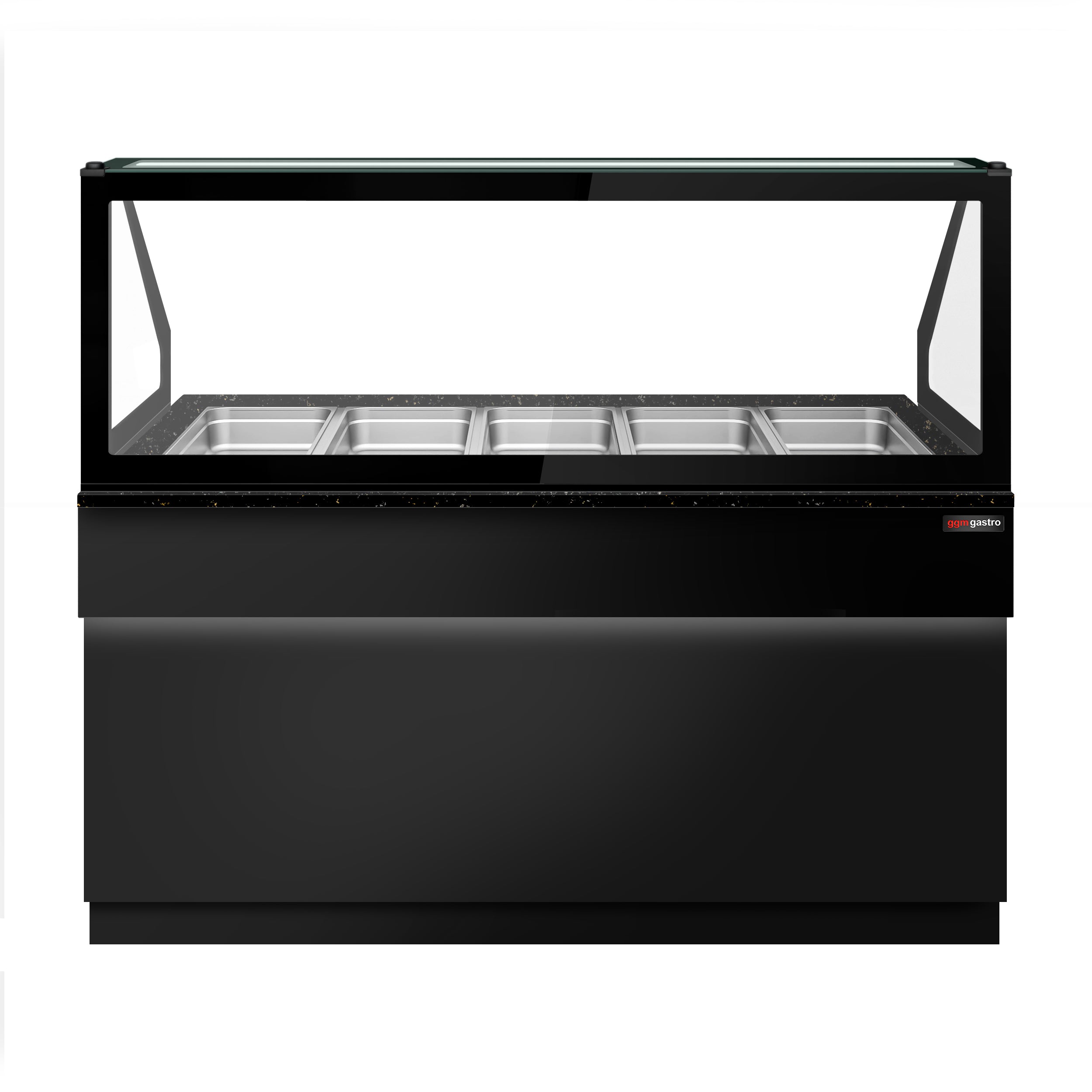 Warm showcase - 1800mm - for 5x GN 1/1 - black granite worktop