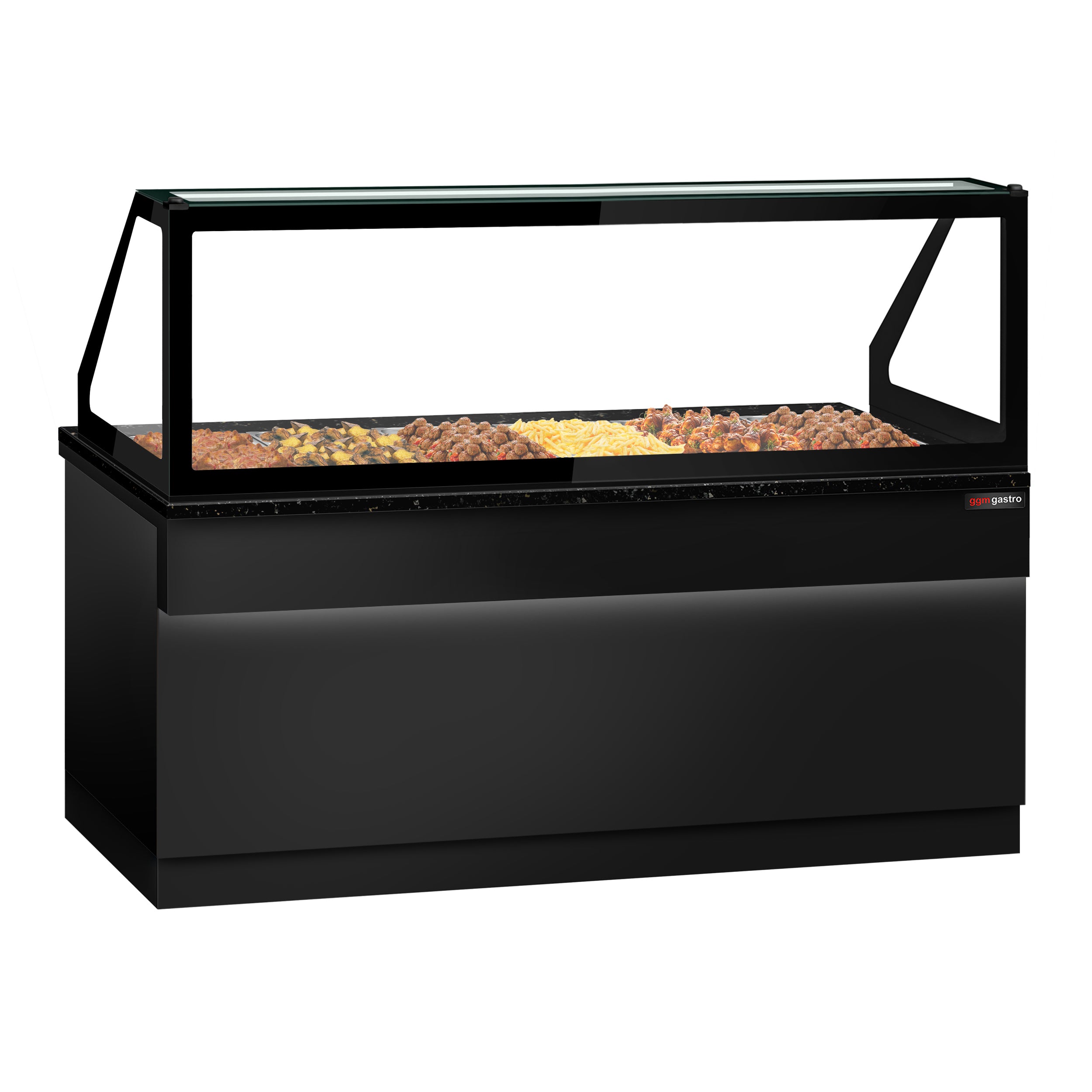 Warm showcase - 2100mm - for 6x GN 1/1 - black granite worktop