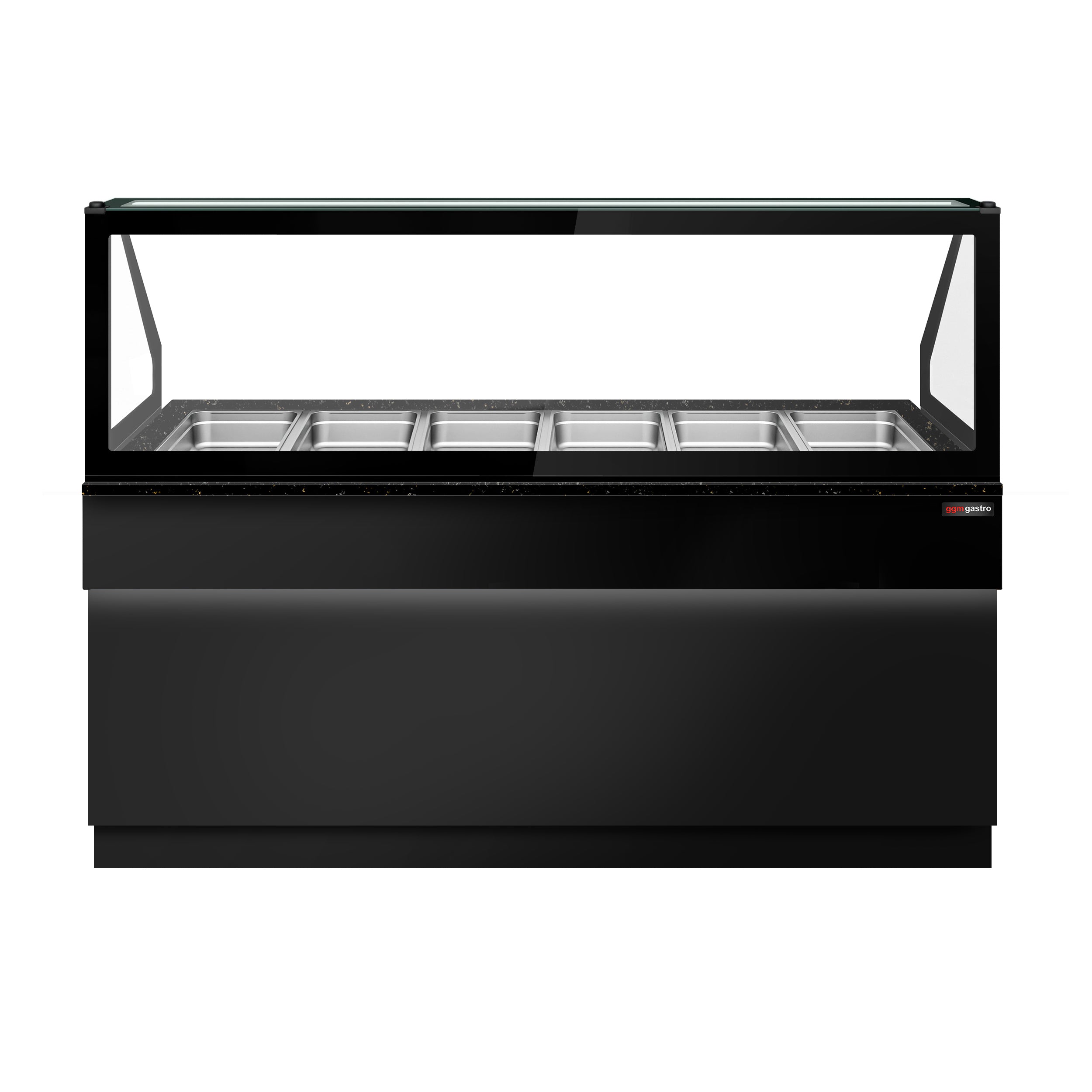 Warm showcase - 2100mm - for 6x GN 1/1 - black granite worktop