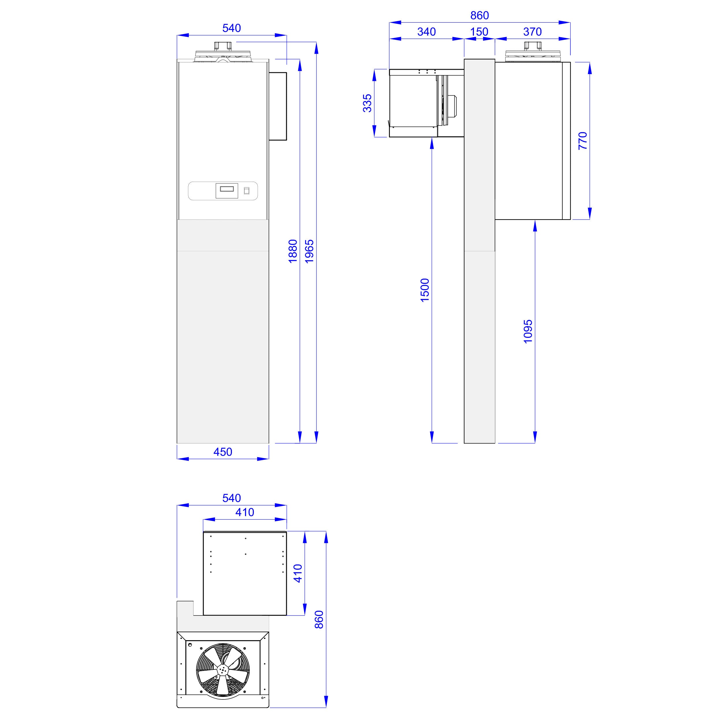 Cold room 2.1 x 1.2 x 2.01m - 3.7m³ with included unit