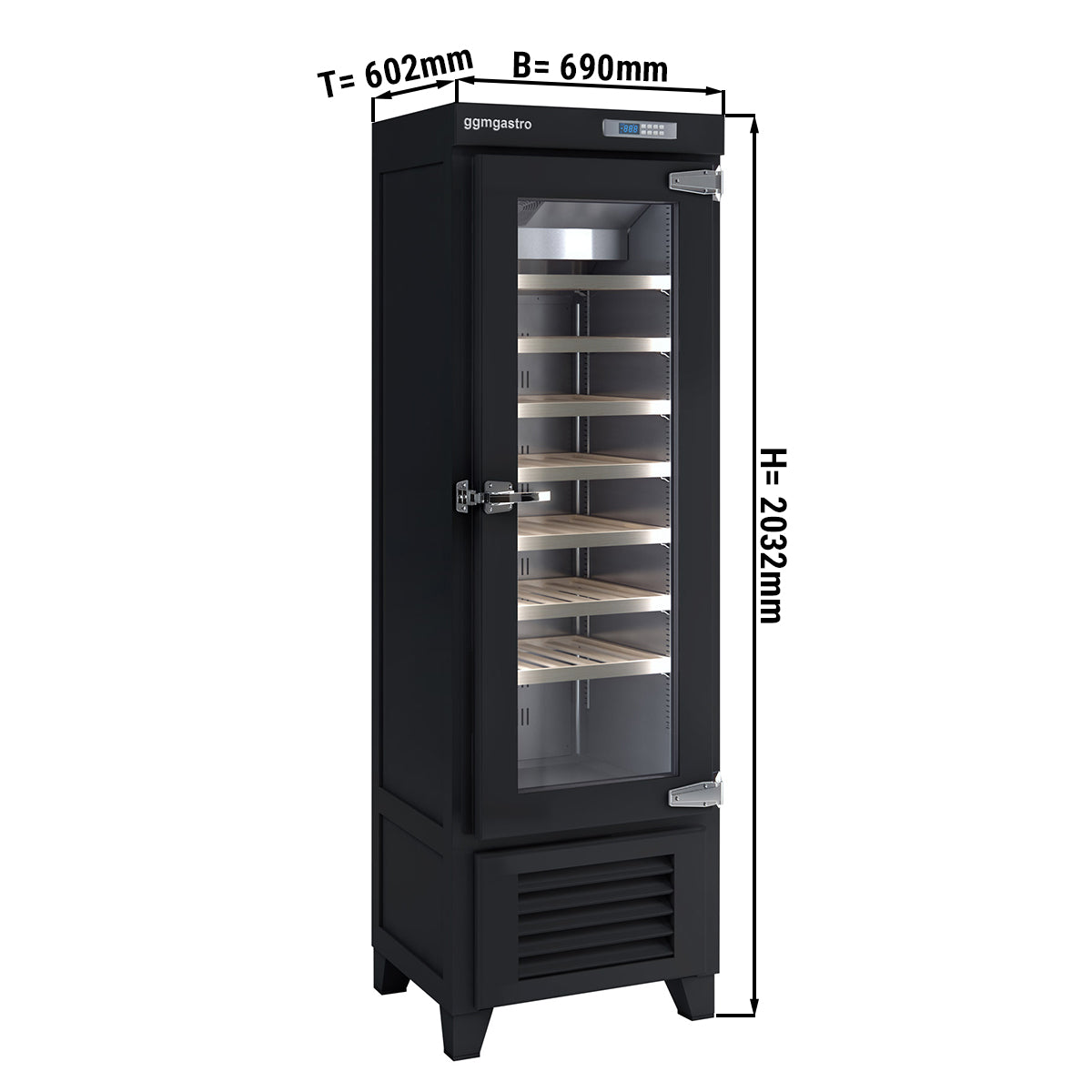 Wine cooler 265 liters - black - with 1 glass door