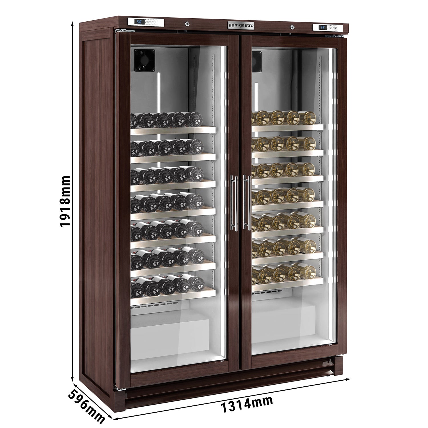 Хладилник за вино 700 литра - с 2 стъклена врати