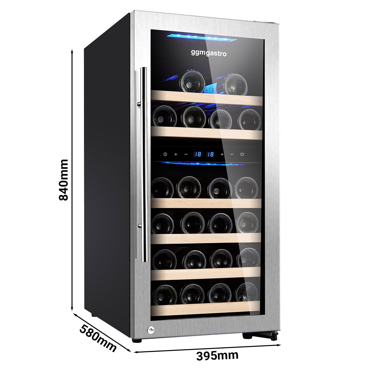 Wine refrigerator - 2 climate zones - 89 liters - max. 33 bottles