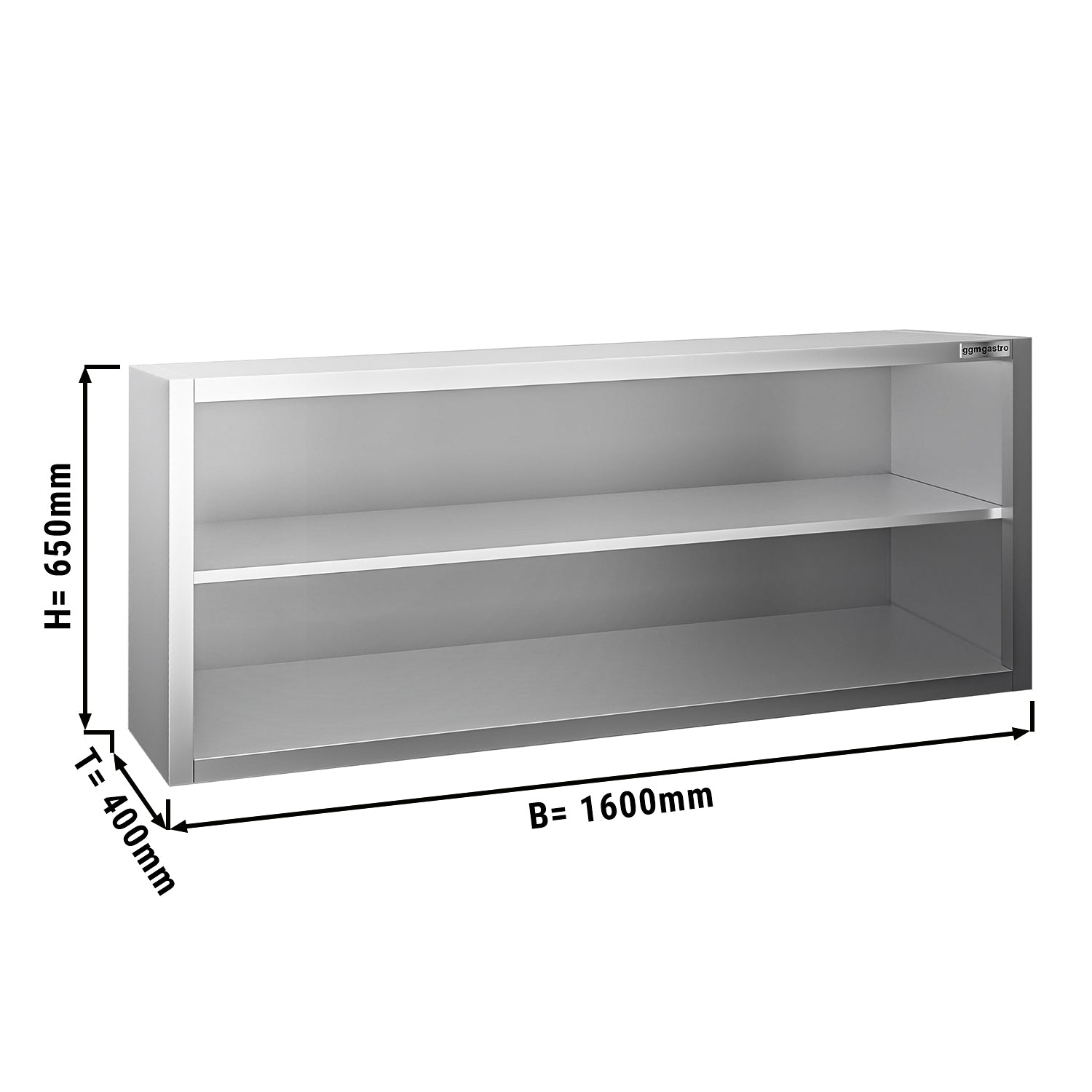 Wall mounted cabinet 1.6 m - 0.65 m high - without sliding door